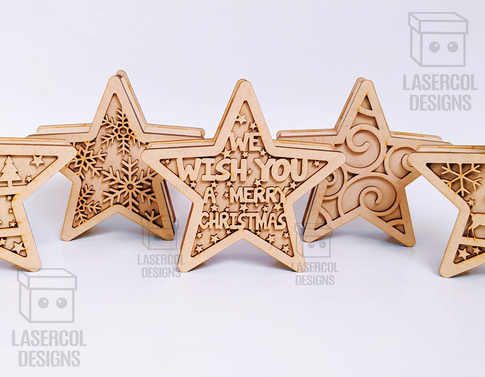 Christmas Tree and Star Box Bundle (2 Sizes, 5 Styles) - Laser Cut Files product image (7)