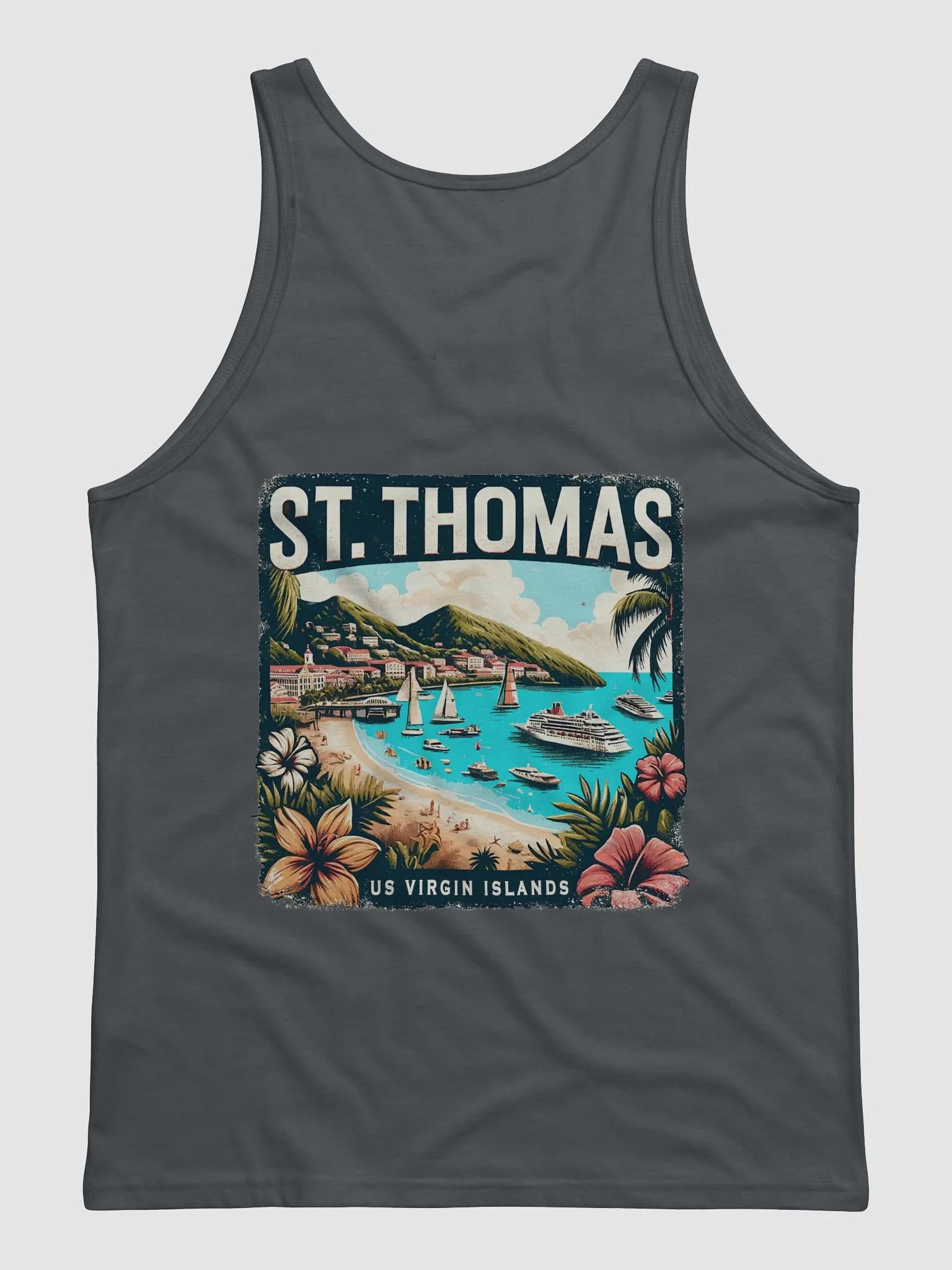 ST THOMAS US VIRGIN ISLANDS TANK TOP, SMALL PRINT FRONT, LARGE PRINT BACK product image (15)