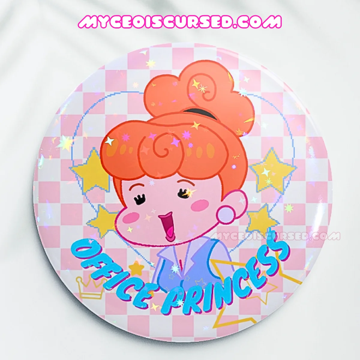 Office Princess - Holographic Button Badge 💙 product image (2)