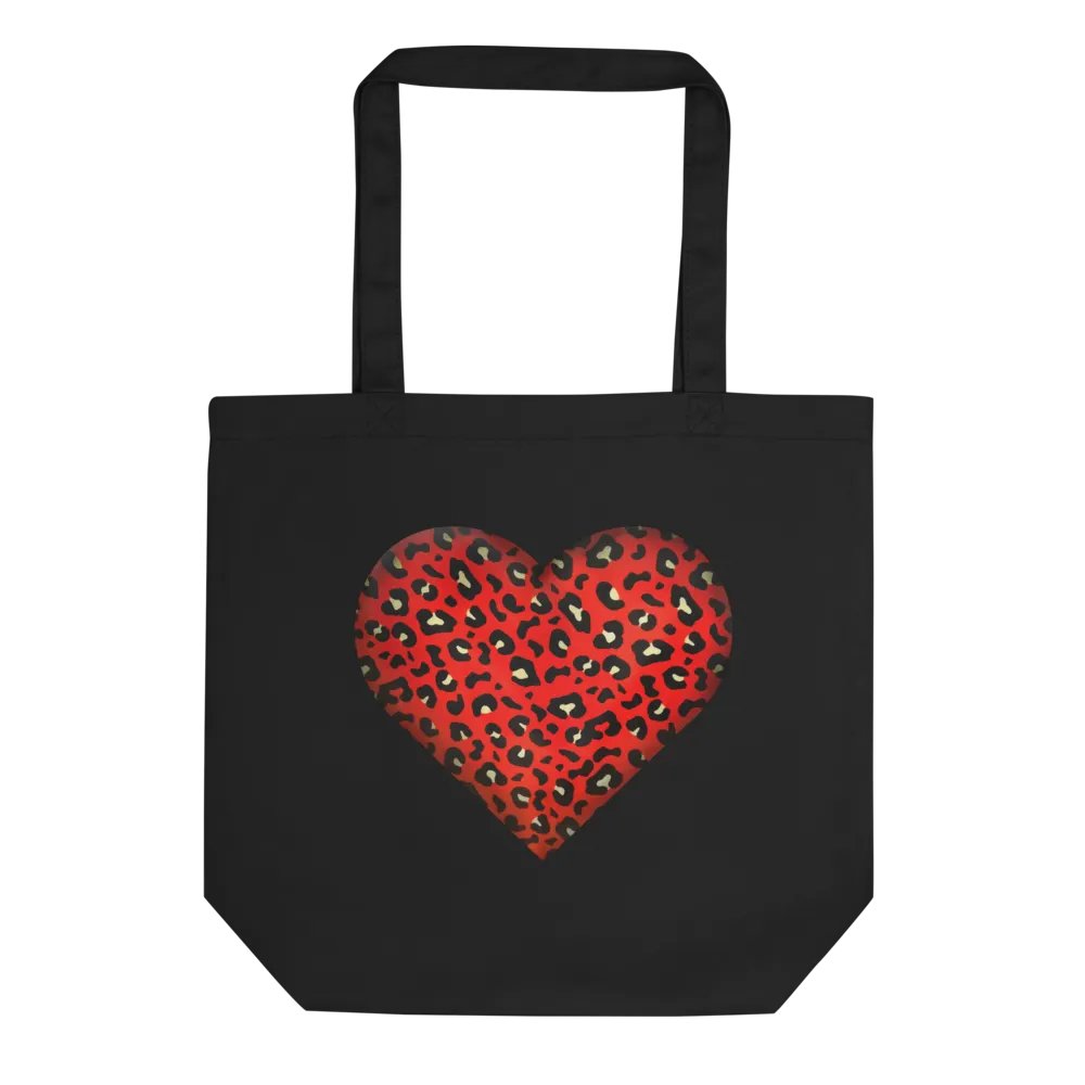 Leopard Skin Red Heart - organic black Tote Bag product image (4)