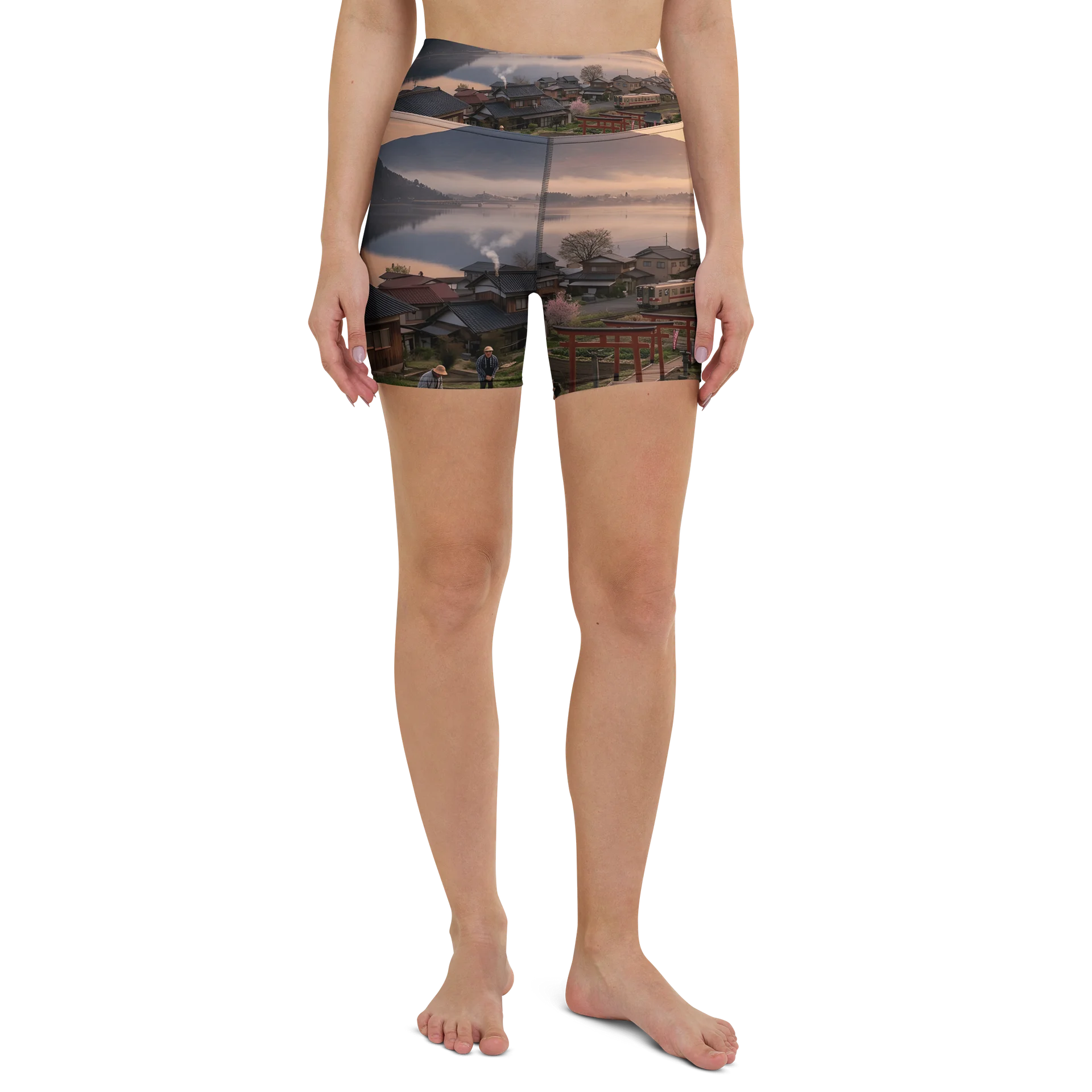 Mount Fuji High Waisted Yoga Shorts | Printed Activewear product image (4)