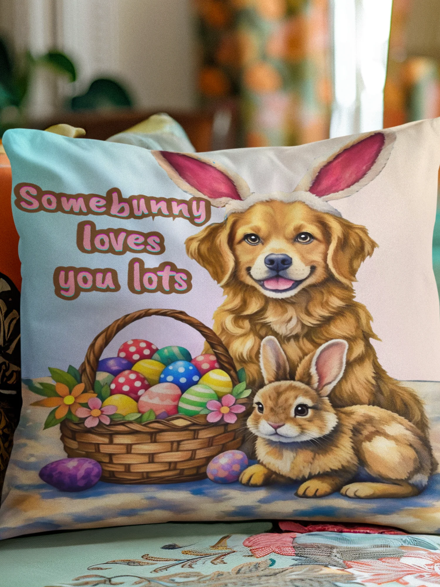 Somebunny Loves You Lots Easter Pillow product image (6)