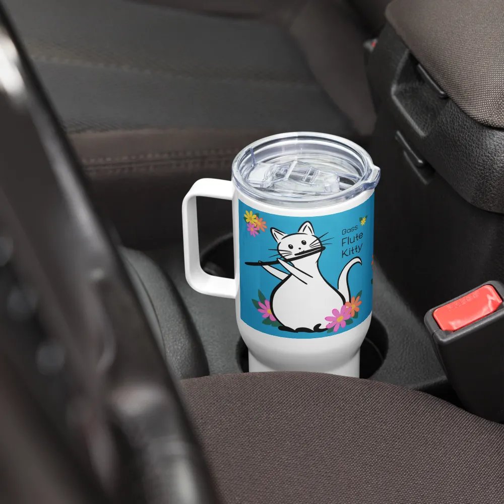 Flute Kitty Travel Mug w handle - Bass Flute product image (8)