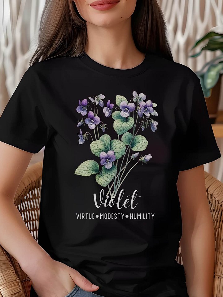 Violet Birth Month Flower Tee For February: Reflecting Virtue, Modesty, Humility: Perfect Gift For Her product image (1)