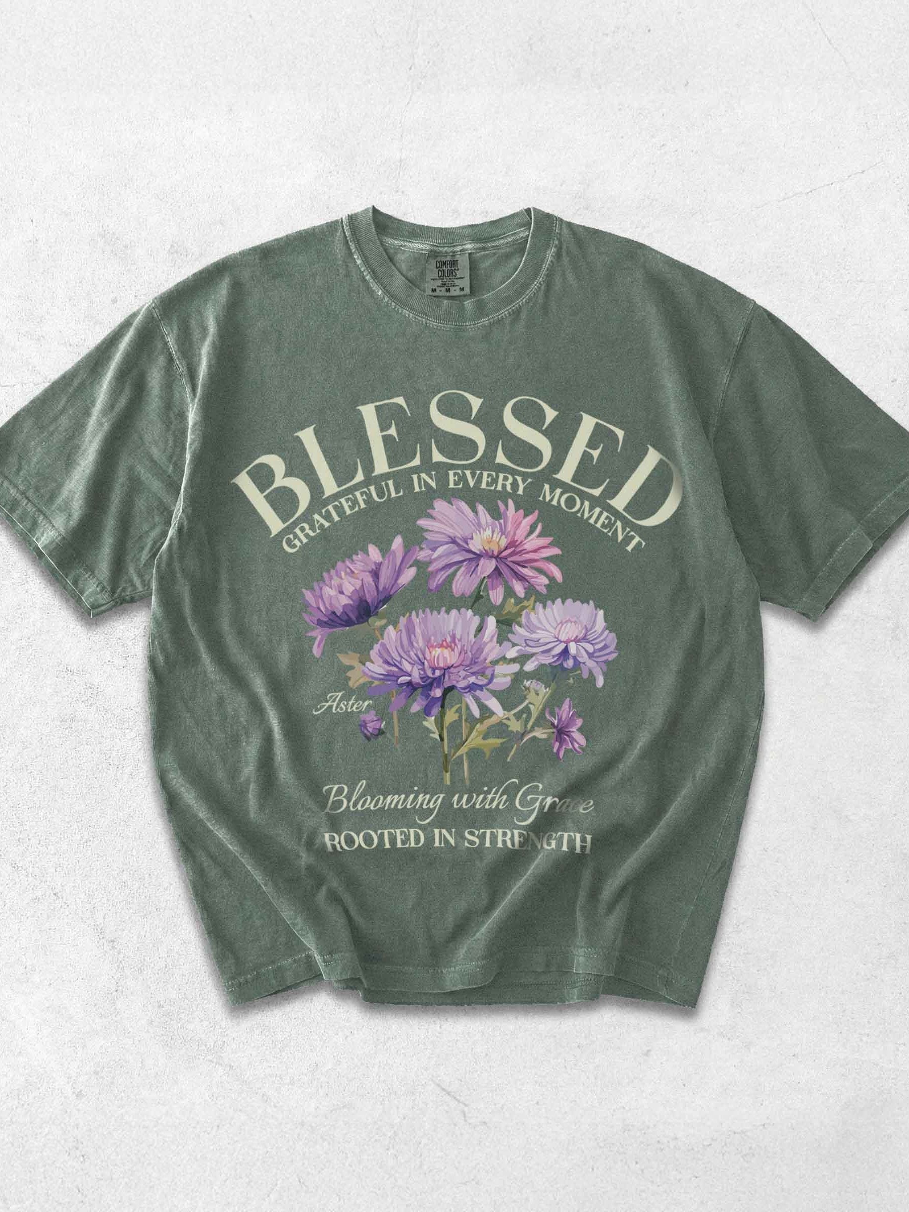September Blessed Aster Flower Shirt – Blooming with Grace, Rooted in Strength Graphic Tee product image (1)