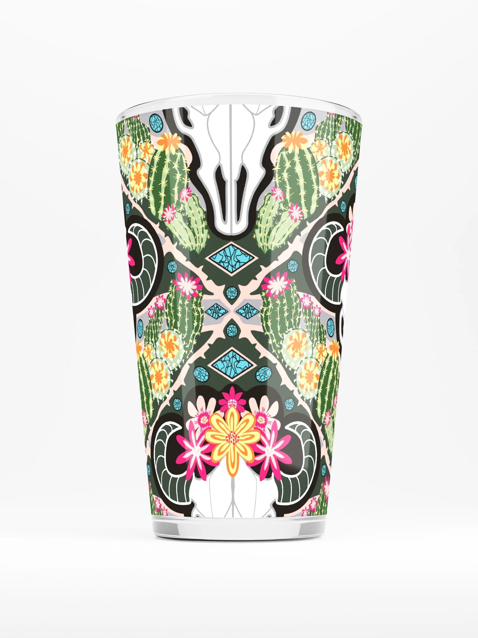 Cacti Cow Shaker Pint Glass | Western Americana Drinkware | Monique Faella Designs™ 🤠🌵🐄 product image (2)