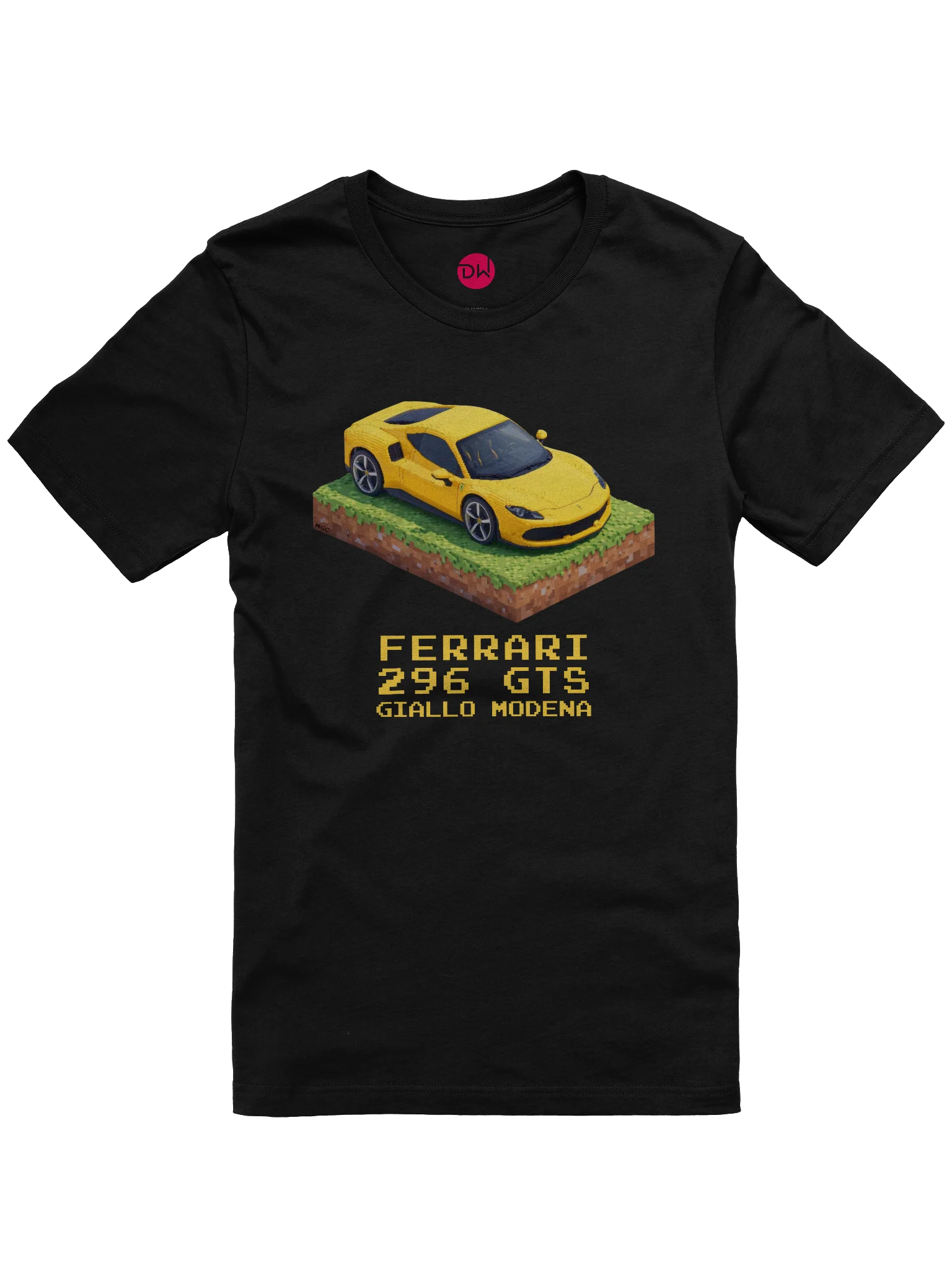 Yellow Ferrari 296 GTS Shirt (Pixel, Retro, Minecraft) product image (2)