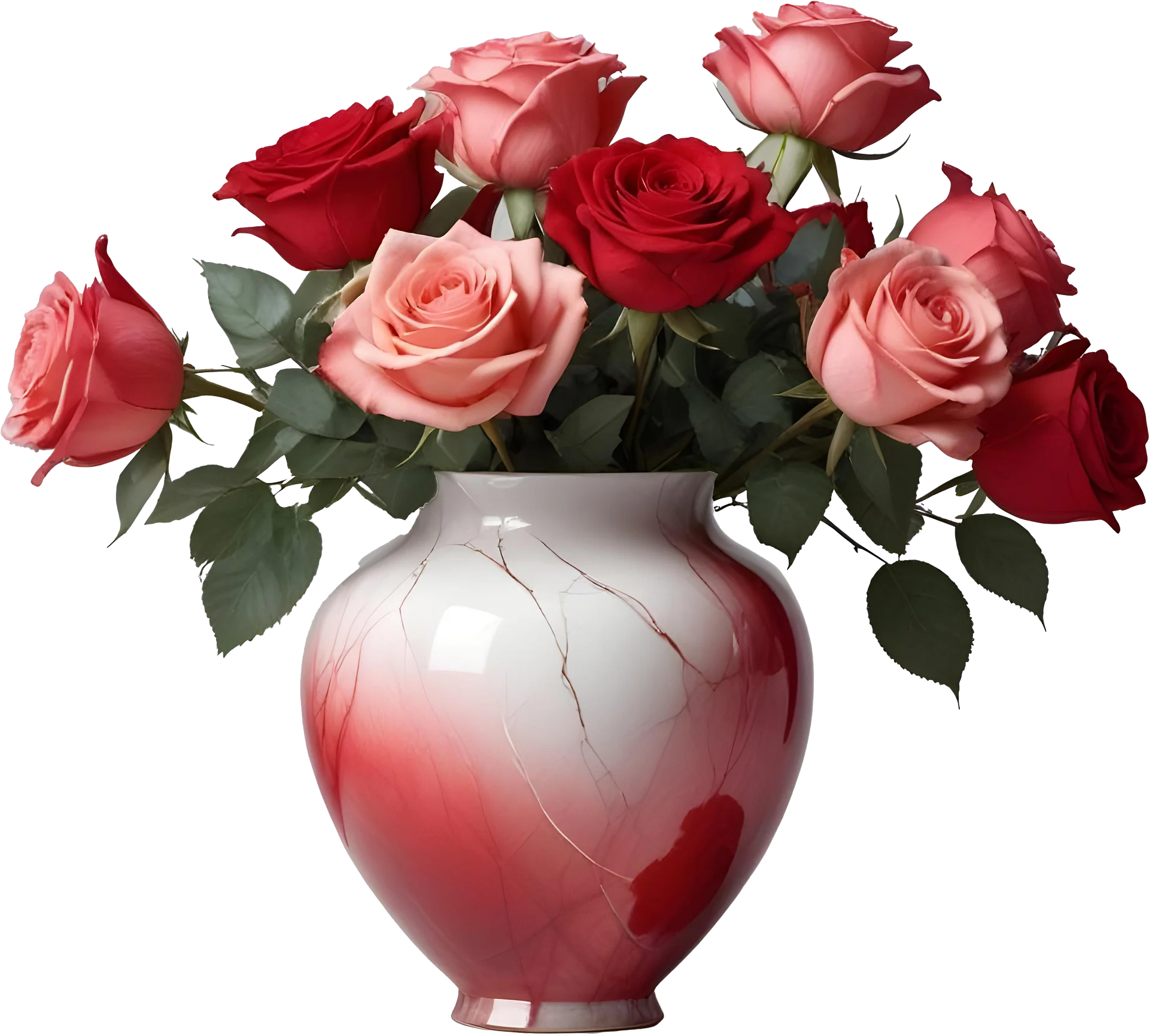 Romantic Gradient Vase with Roses - PNG product image (1)