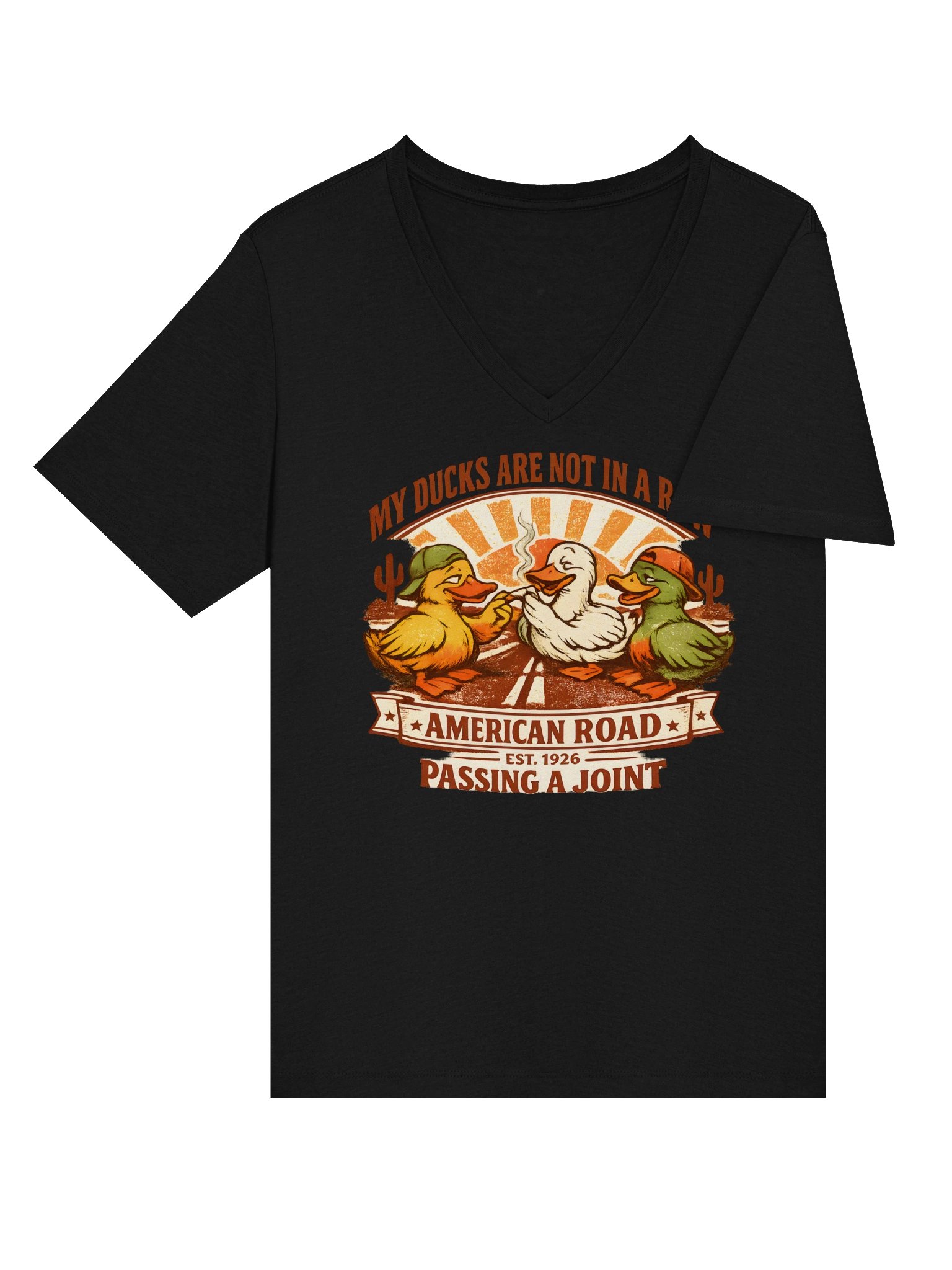 My Ducks Aren’t in a Row Vintage Duck V-Neck Tee product image (24)