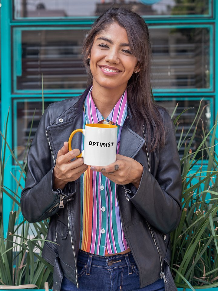 “OPTIMIST” My Vibe Ceramic Mug with Color product image (1)