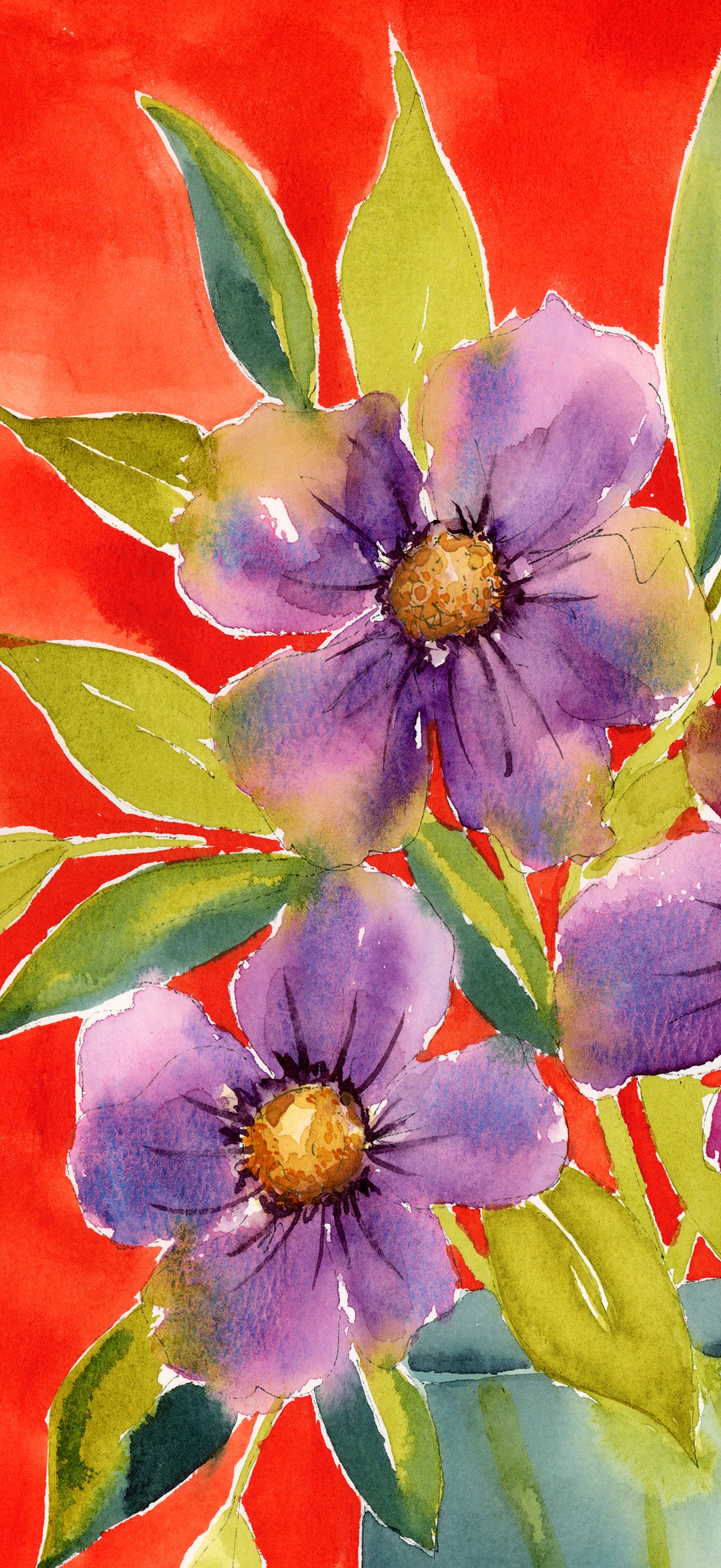 Red Bloom Bundle - 3 Original Watercolor Phone Wallpapers product image (6)