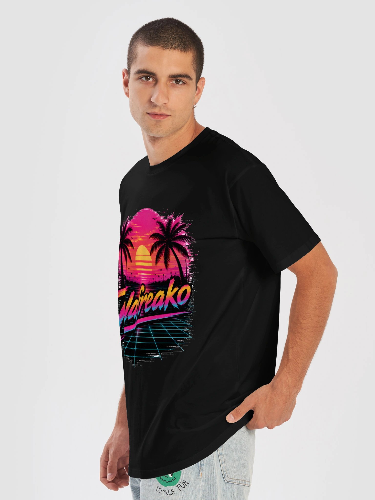 Talafreako Retro Sunset T-Shirt | 80s Synthwave Palm Tree Graphic Tee product image (15)