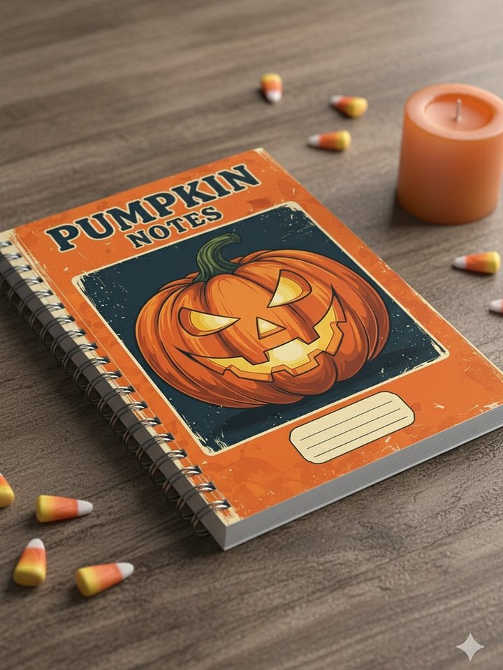 Rustic Pumpkin Notebook Cover, Vintage Fall Journal Design, Digital Download, Halloween Pumpkin PNG & JPG, DIY Planner Cover, Autumn Stationery Art product image (2)