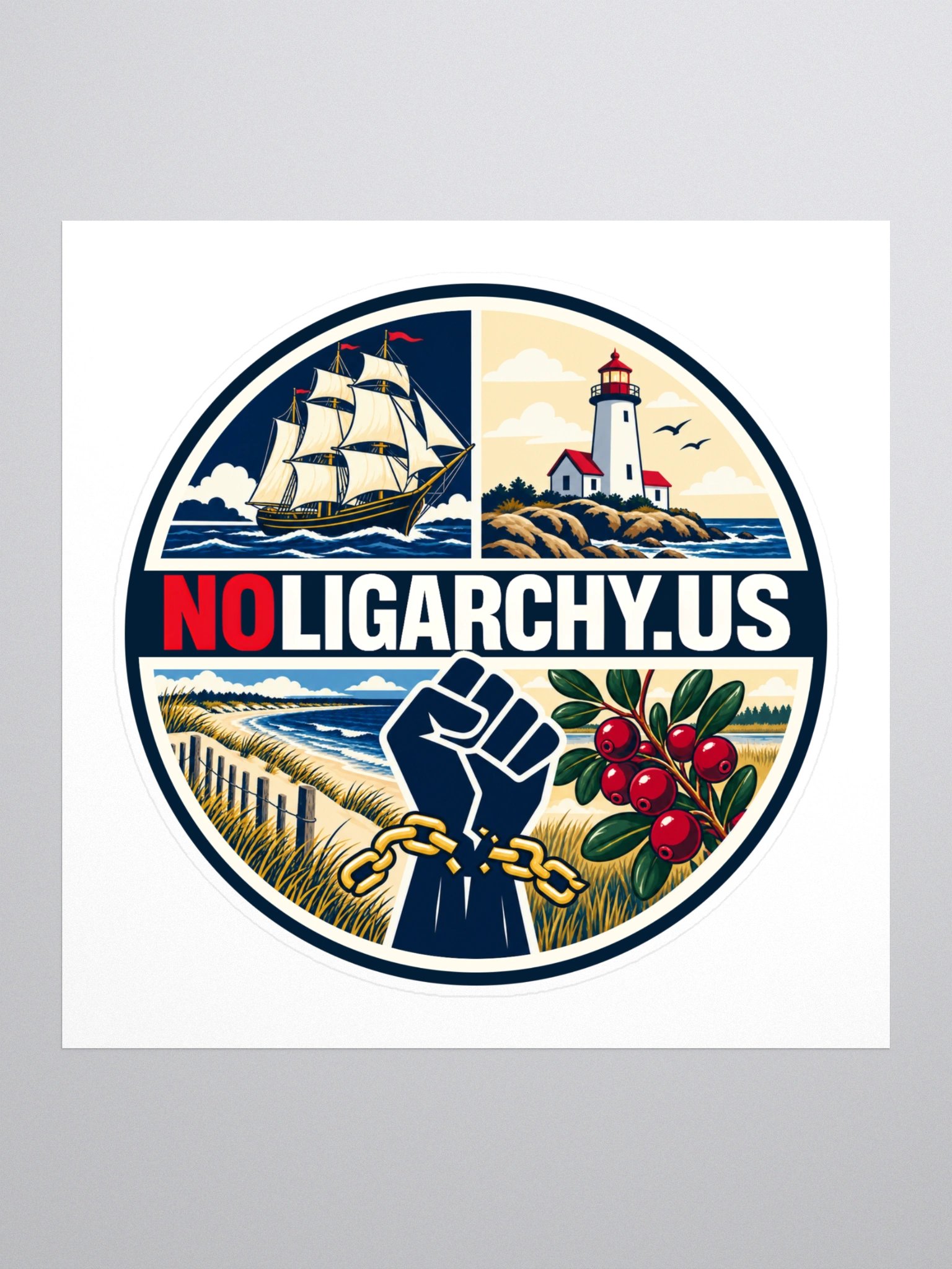 Massachusetts NOLIGARCHY.US sticker product image (1)