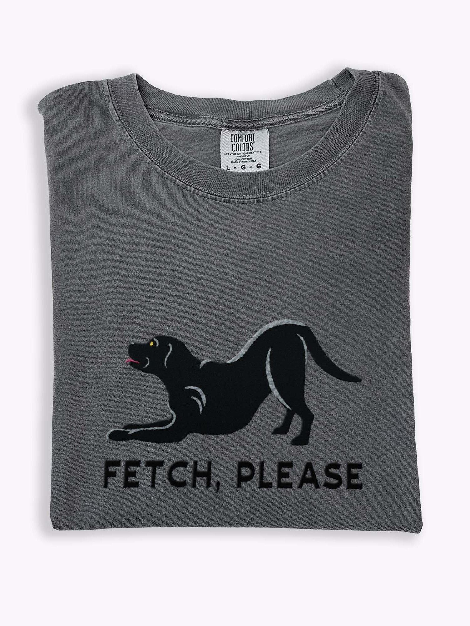 Fetch Please T-Shirt(Embroidered) of a Labrador Retriever(Black) product image (46)