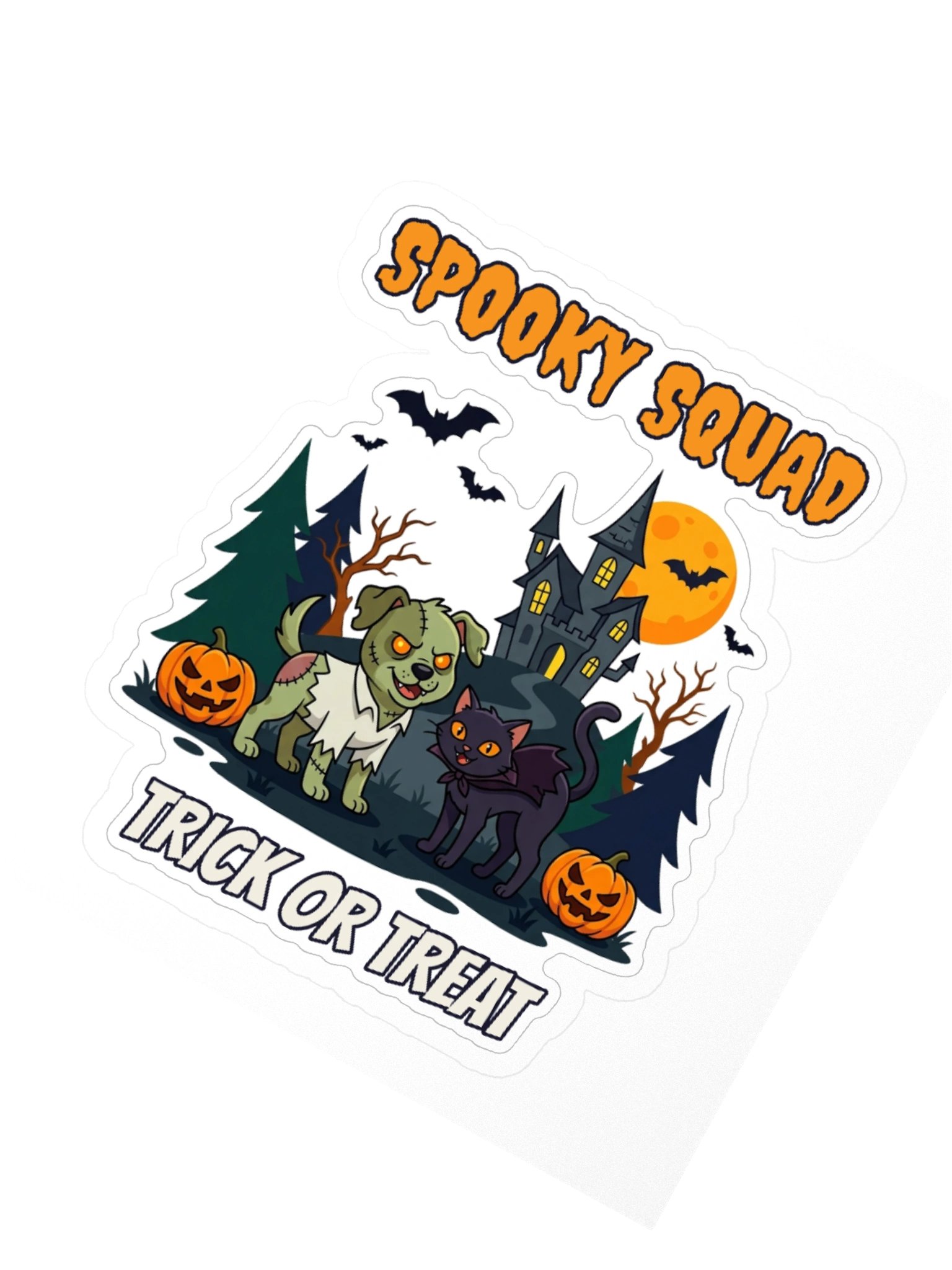 Spooky Squad Halloween Sticker – Zombie Dog & Vampire Cat Trick or Treat Decal for Laptop, Water Bottle & Journal product image (4)