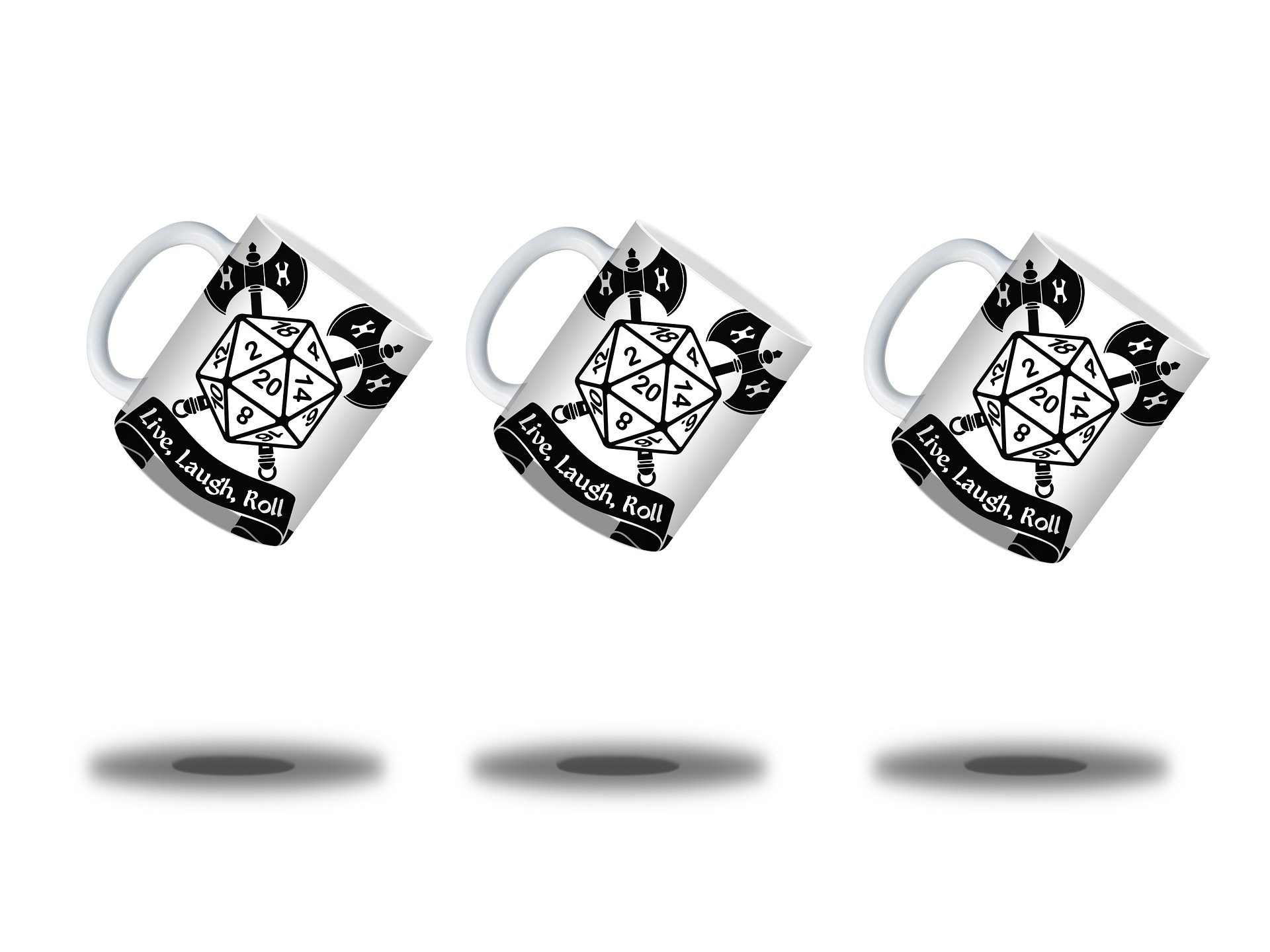 Live, Laugh, Roll 11oz Coffee Mug – D20 Dice Gaming Ceramic Cup – Perfect for Tabletop RPG Players and Dungeon Masters product image (3)