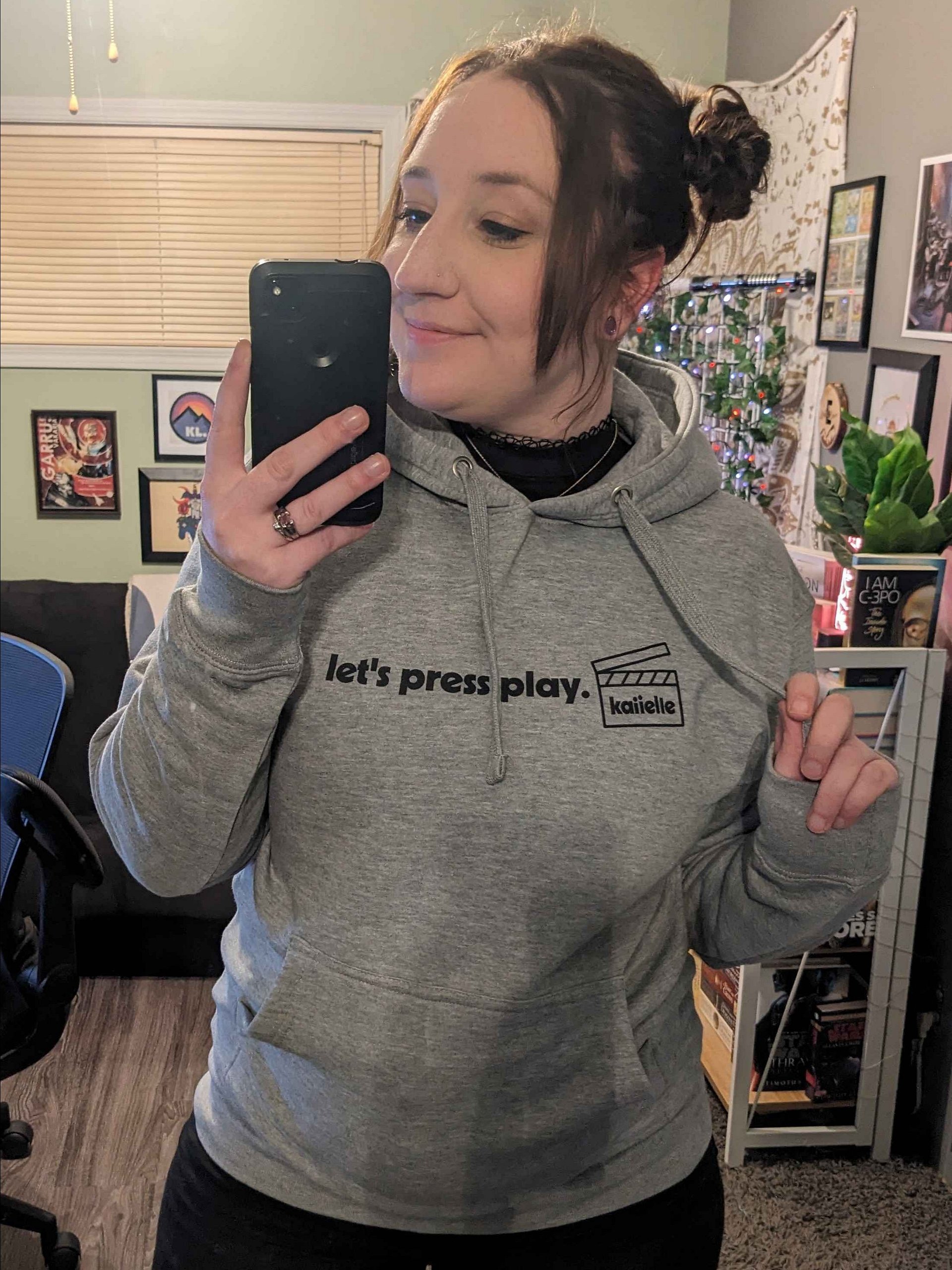 Let's Press Play Hoodie [Dark Text] product image (1)