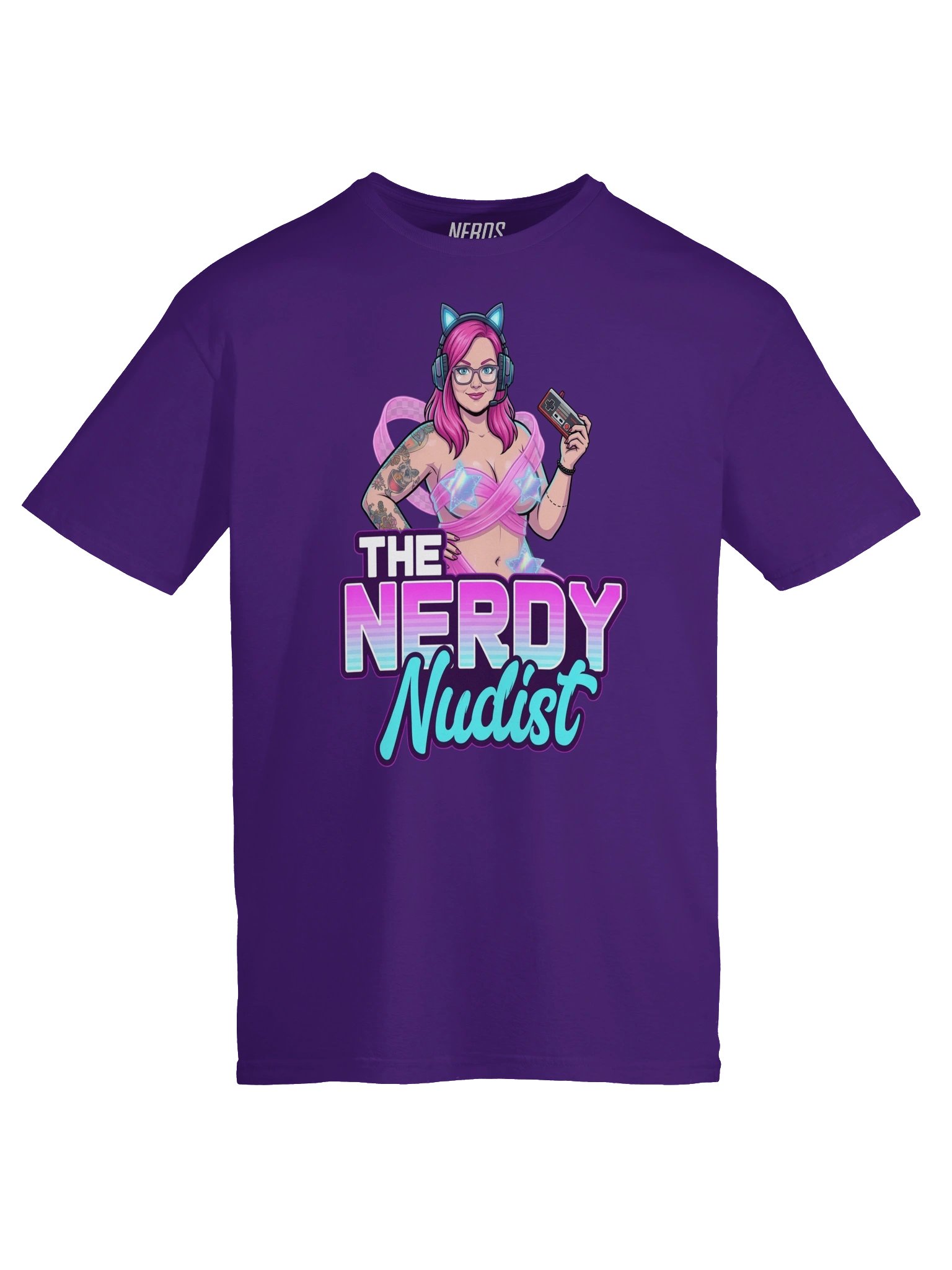 Nerdy Nudist Logo Tee (purple, navy) product image (5)