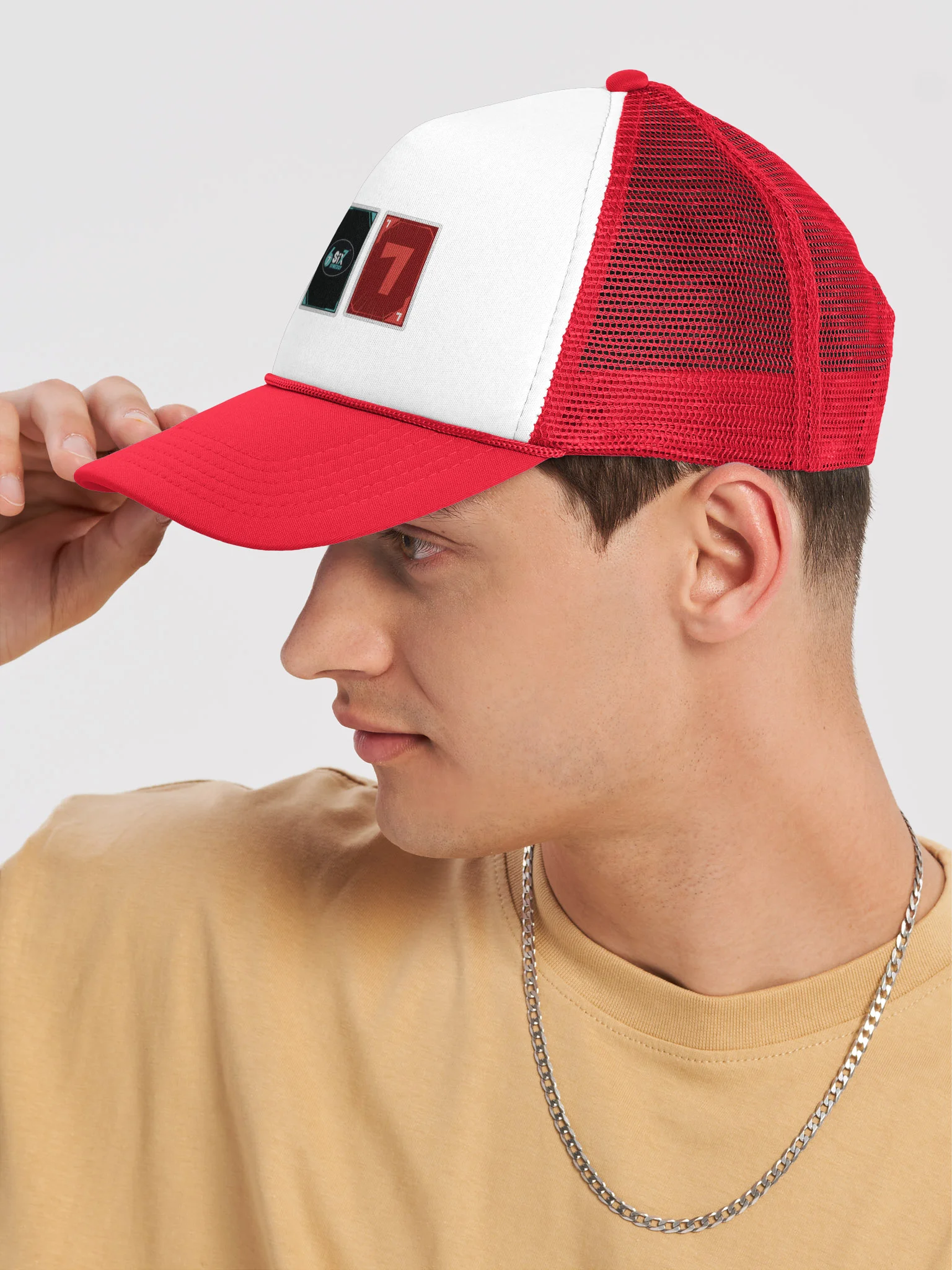 Red Trucker Hat with Six 7 Card Back and Red Synergy product image (7)