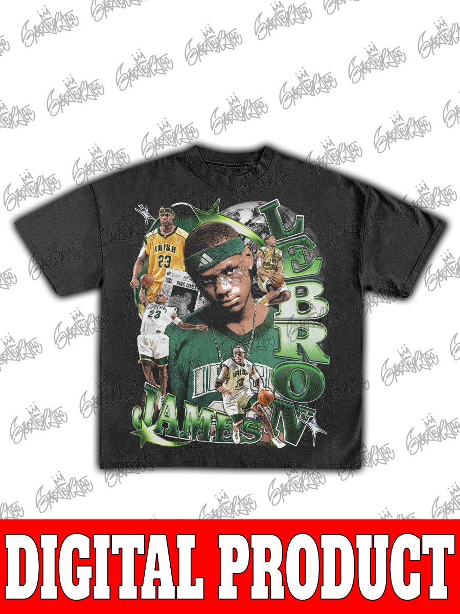 LeBron James St. Vincent–St. Mary Fighting Irish #23 High School Vintage Basketball Bootleg Graphic product image (1)