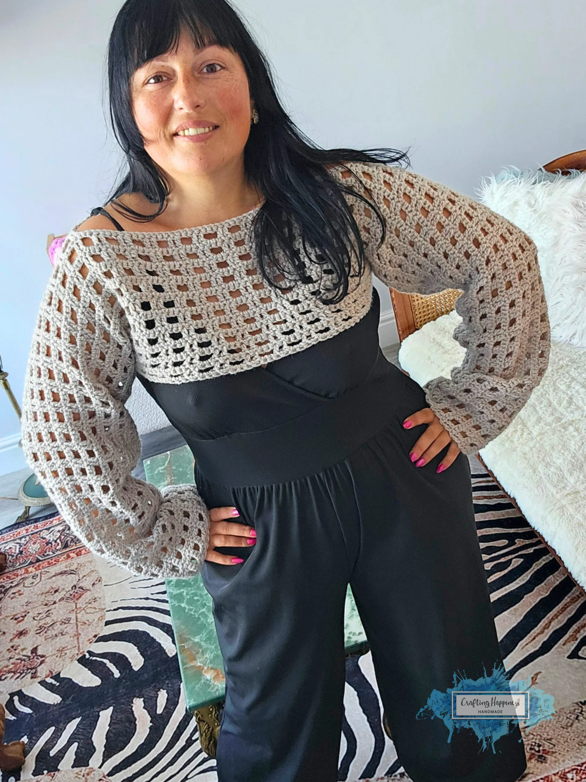 CROCHET PATTERN Basic Mesh Shrug | Summer Sweater Long Sleeve Pullover No-Sew Crop Top PDF product image (1)