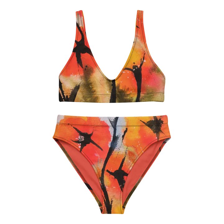 orginal watercolour painting by b.reters abstract poppies printed on bikin product image (1)