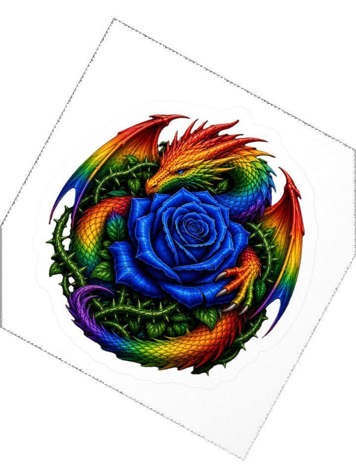 Rainbow Dragon & Blue Rose Kiss Cut Sticker product image (5)