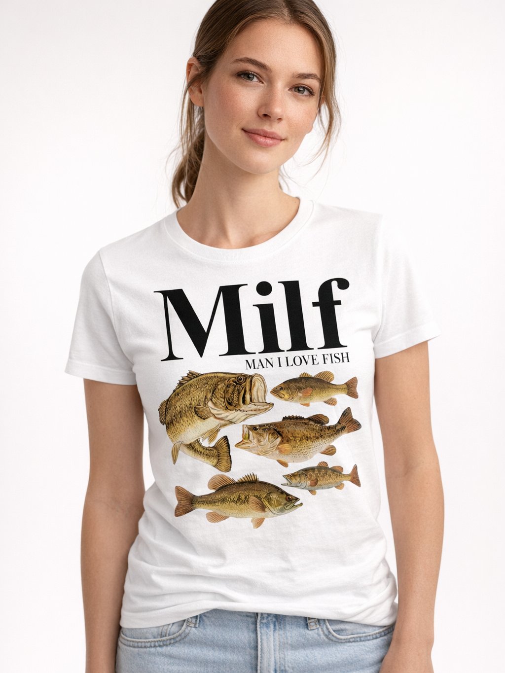 Funny Women's T-Shirt | MILF Man I Love Fish Graphic Tee | Novelty Fishing Shirt Gift for Her product image (1)