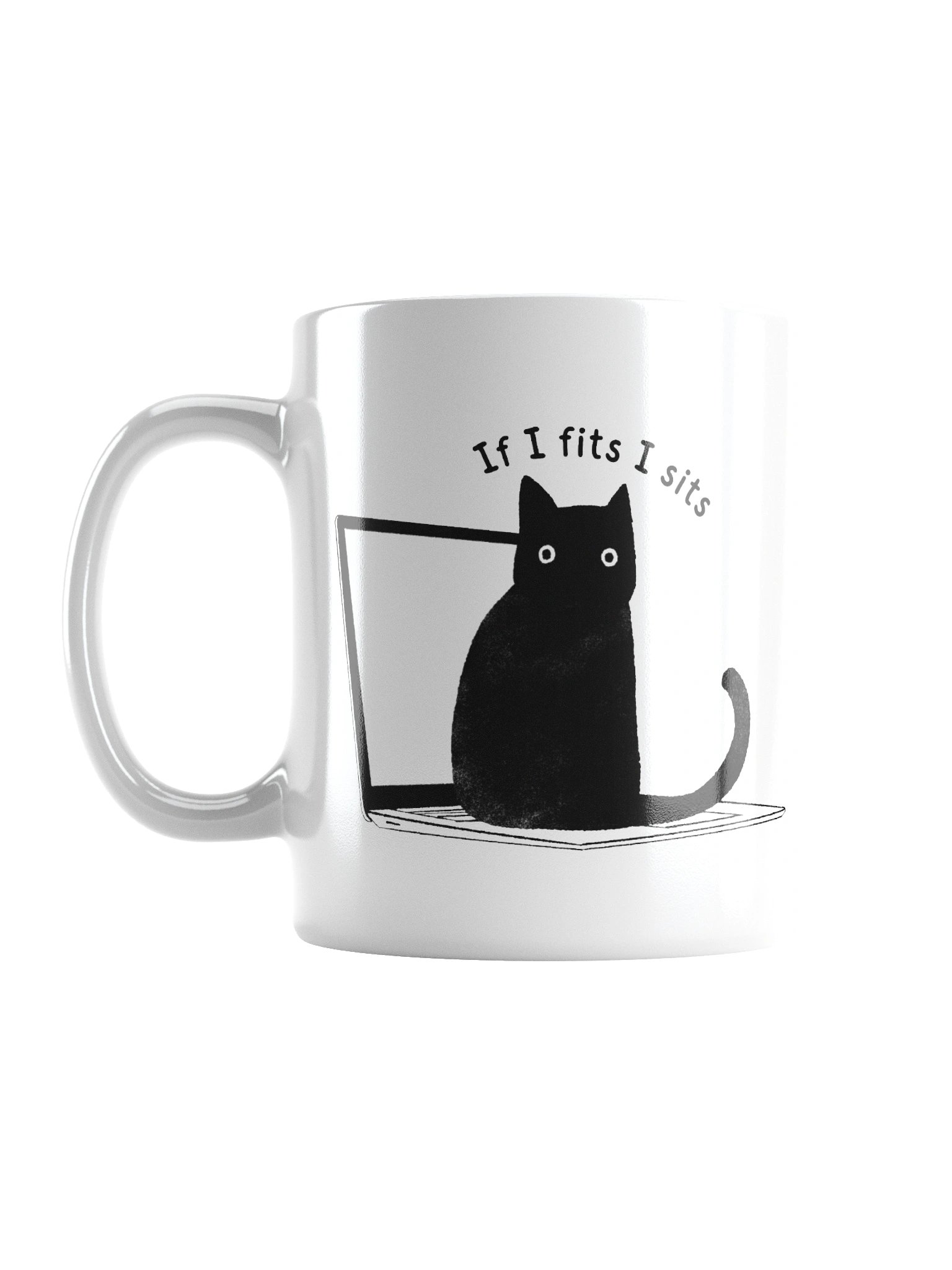 If I Fits, I Sits Funny Cat Laptop Mug product image (1)