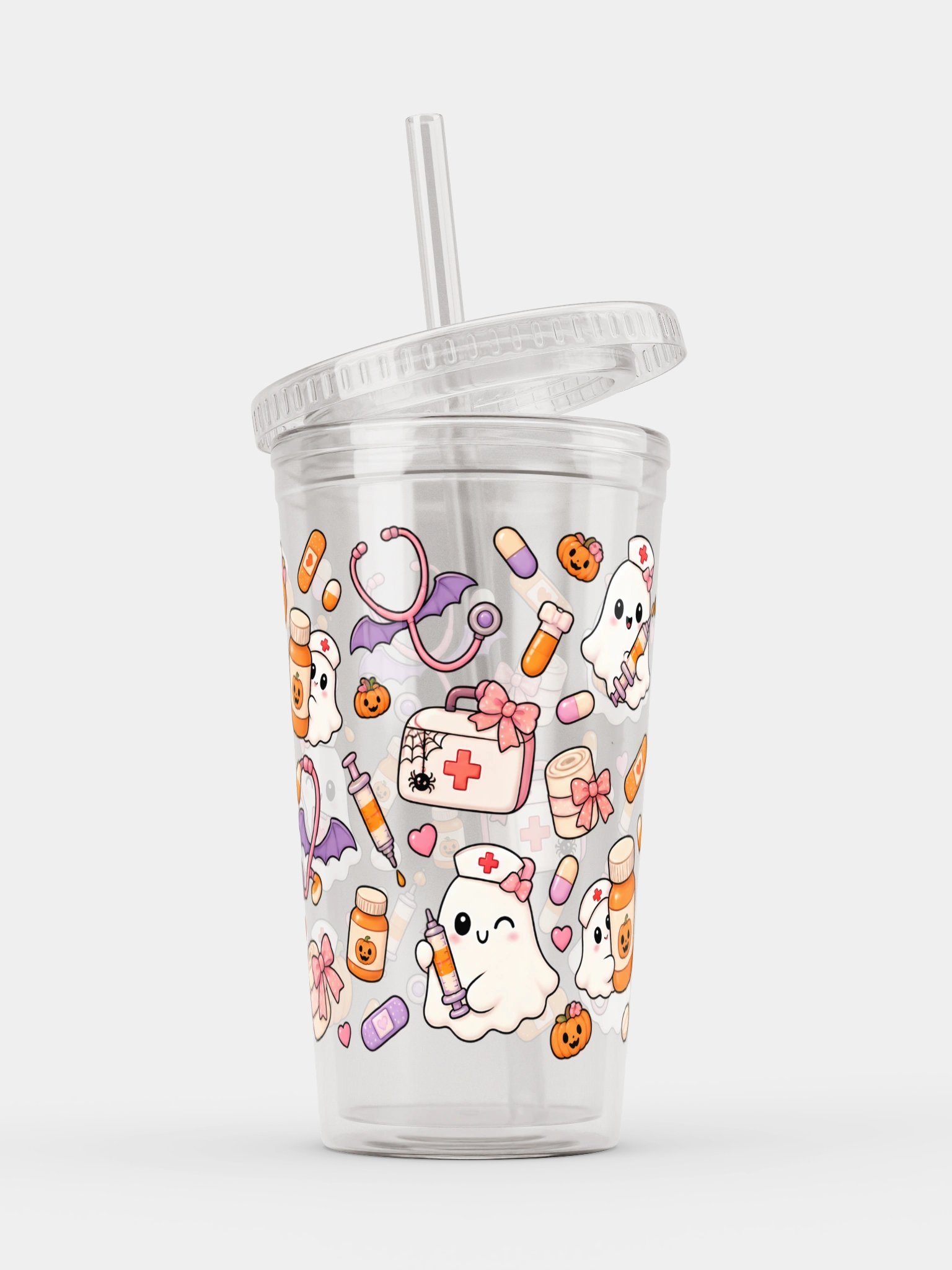 Halloween X Nurse Mashup Clear Wall Tumbler 16 Oz (473 ml) product image (3)