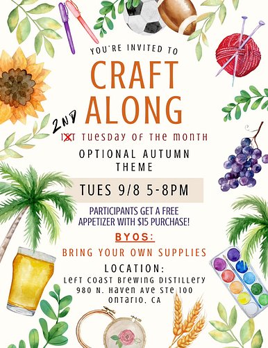 Just a heads up that September's Craft Along will be on the *SECOND* Tuesday and not the first due to holidays/ travel/ etc.
...