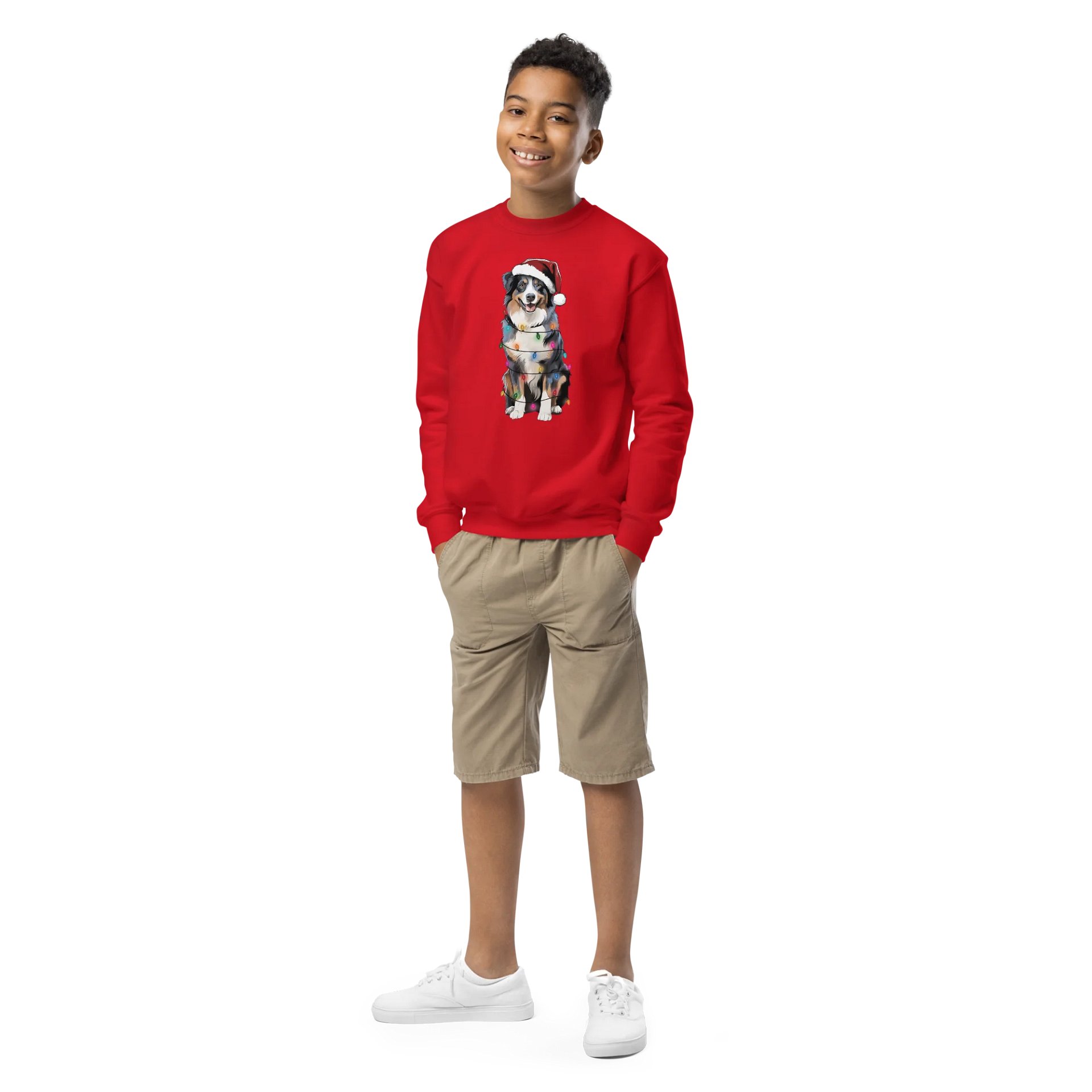 Funny Christmas Australian Shepherd(Tricolor) Youth Sweatshirt product image (1)