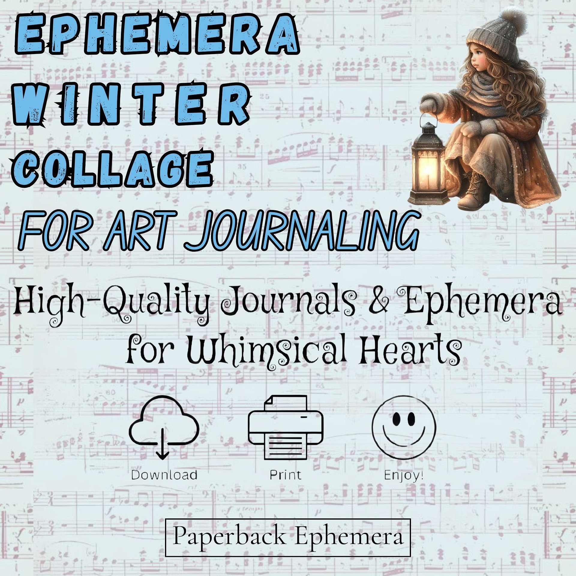 Winter Ephemera Printable PDF – 12 Whimsical Junk Journal Collage Pages product image (6)