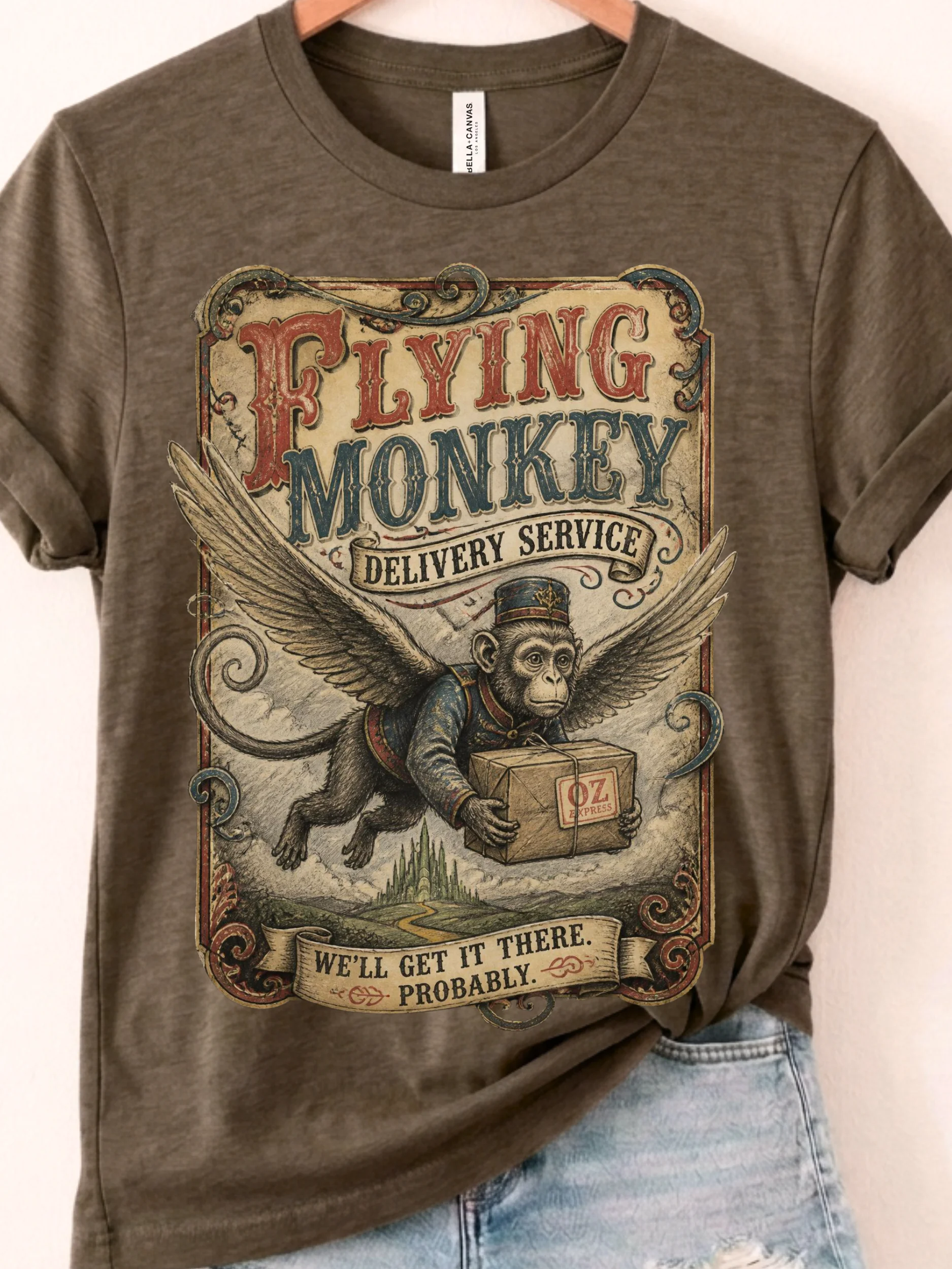 Flying Monkey Delivery Service Oz Shirt, Funny Vintage Poster Graphic for Oz Lovers product image (1)