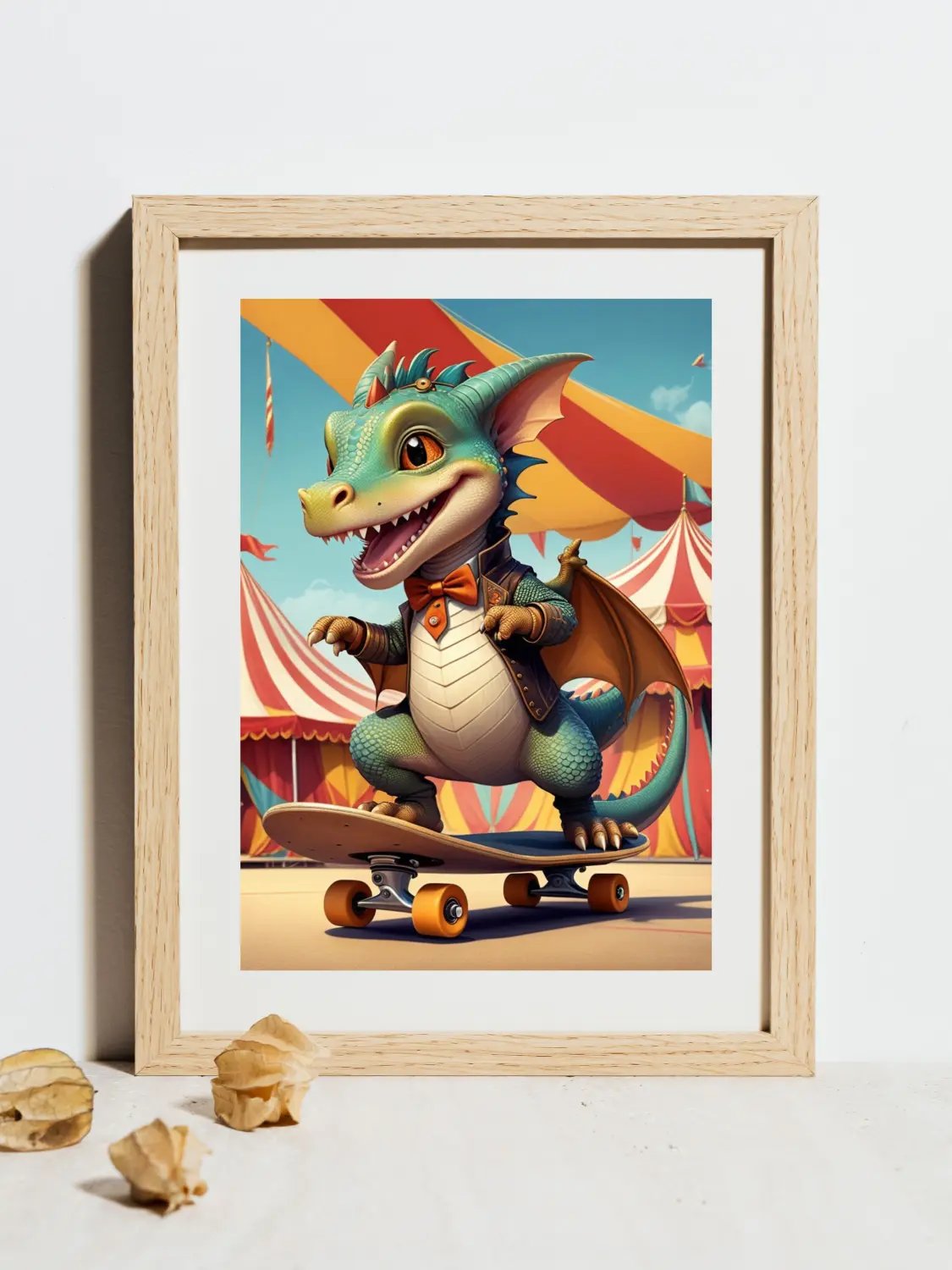 Circus Dragon on Skateboard Kid Nursery Print Child Wall Art product image (2)