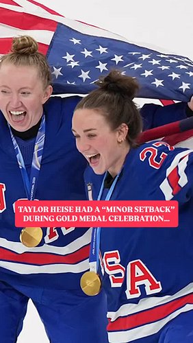 @taylorheise9 had a “minor setback” when celebrating the gold medal...

Search “10K Takes” on YouTube or wherever you get you...