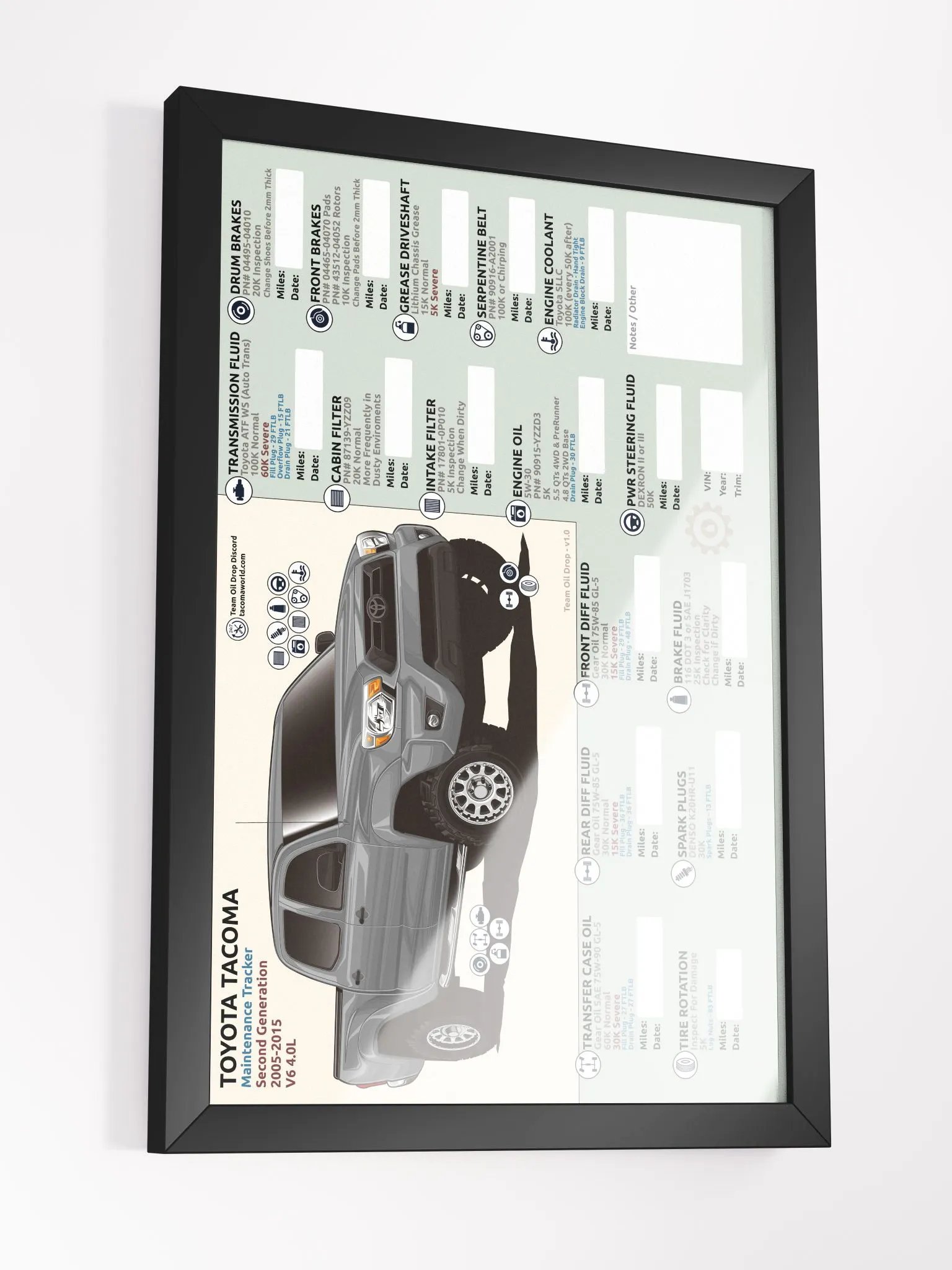2nd GEN MAINTENANCE TRACKER V1.0 - Silver (FRAMED) product image (4)