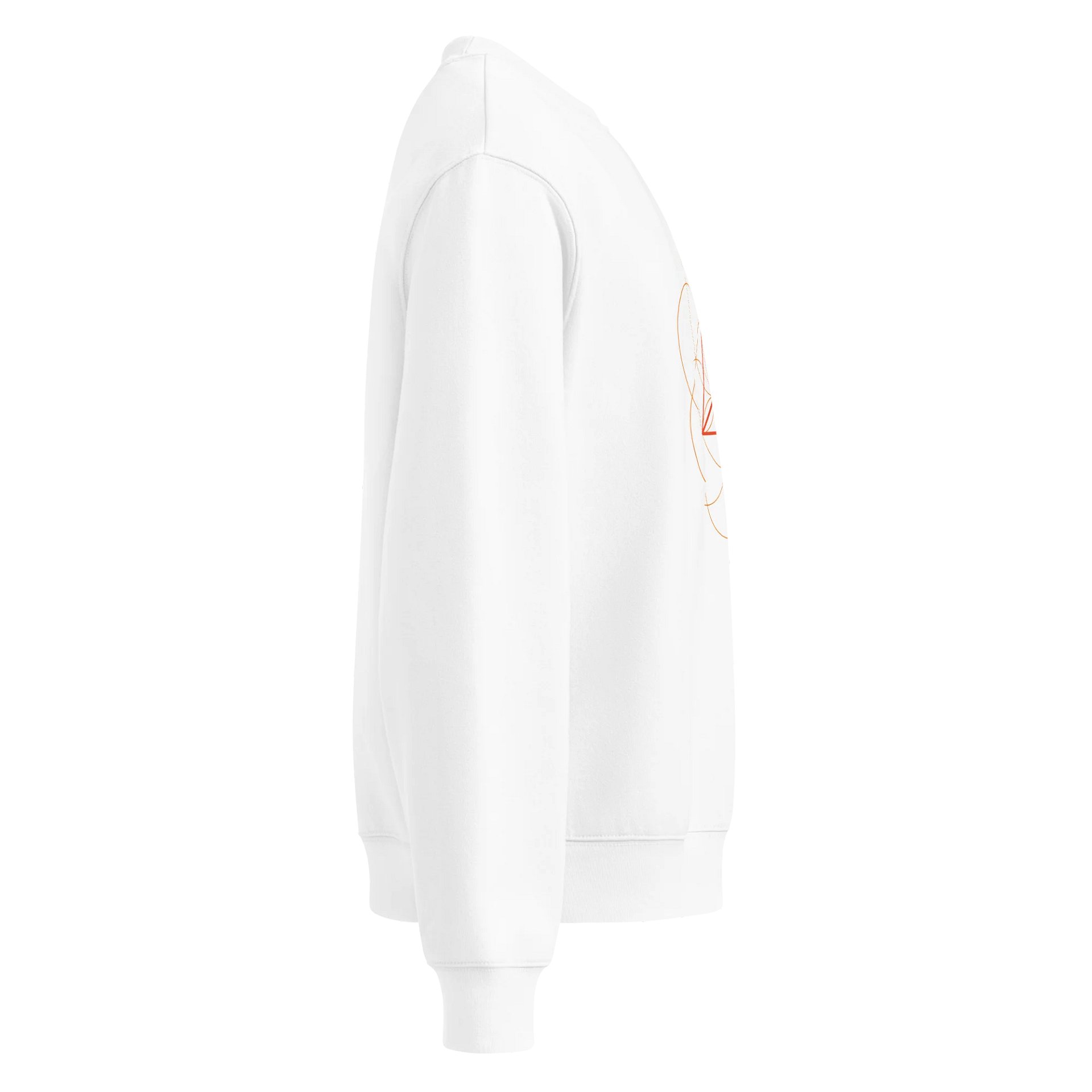 White Sweater – Red-Orange Tetrahedron (Centered Front & Upper Back Print) product image (4)