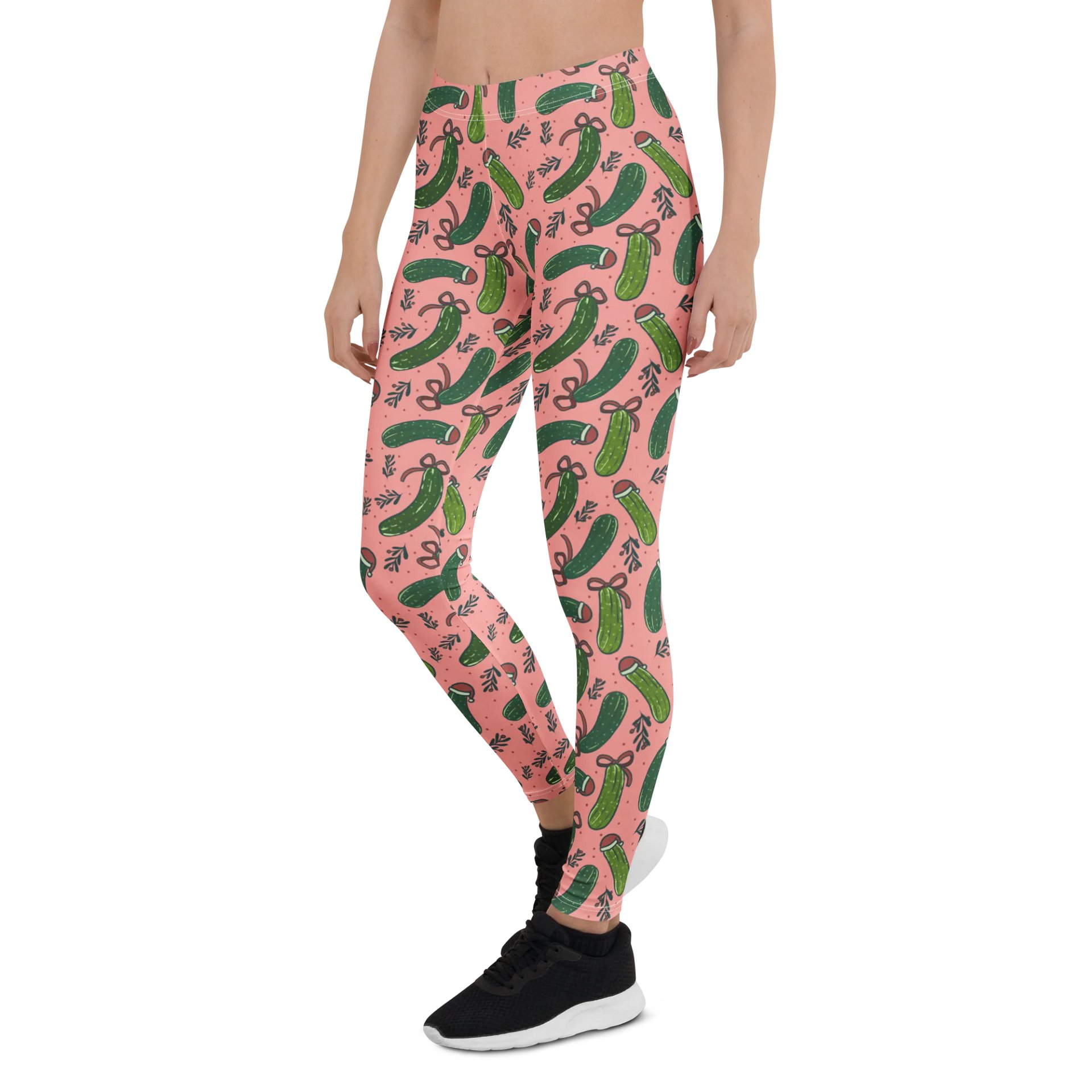 Christmas Pickles Pattern Leggings, Pink product image (4)