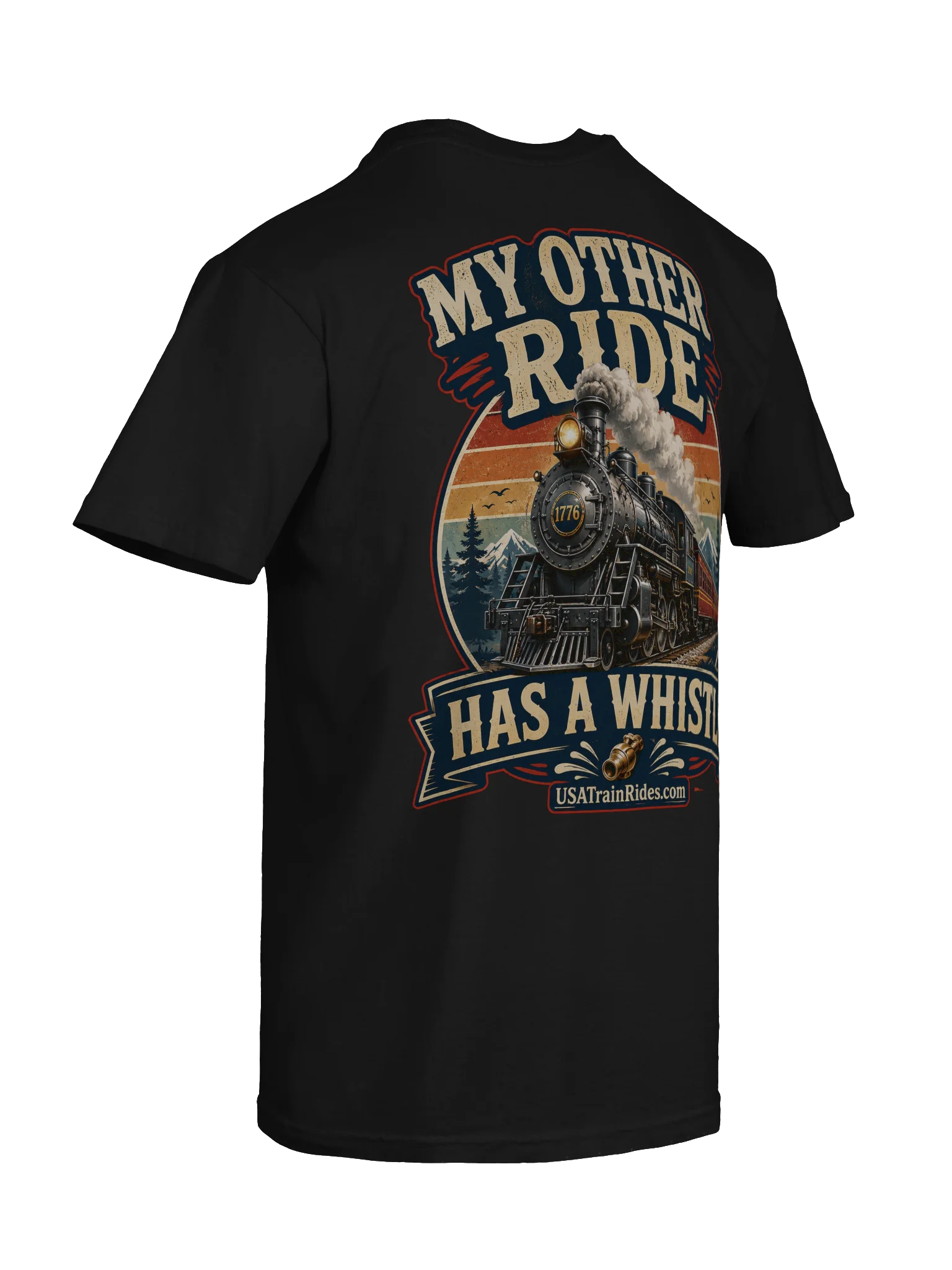 USA Train Rides My Other Ride Has A Whistle Adult T-Shirt product image (8)