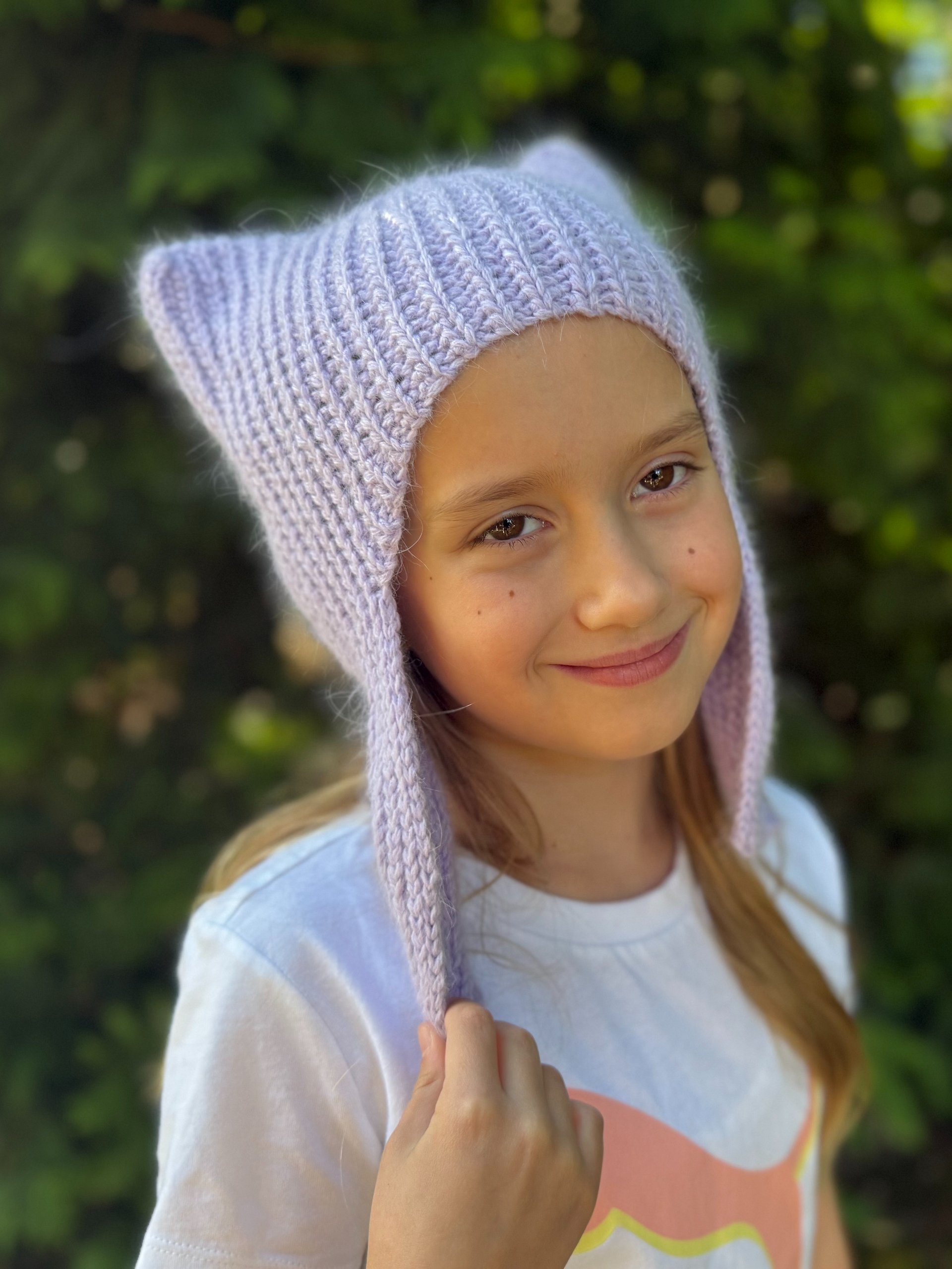 Crochet Kitty Hat with Ear Flaps Pattern product image (1)