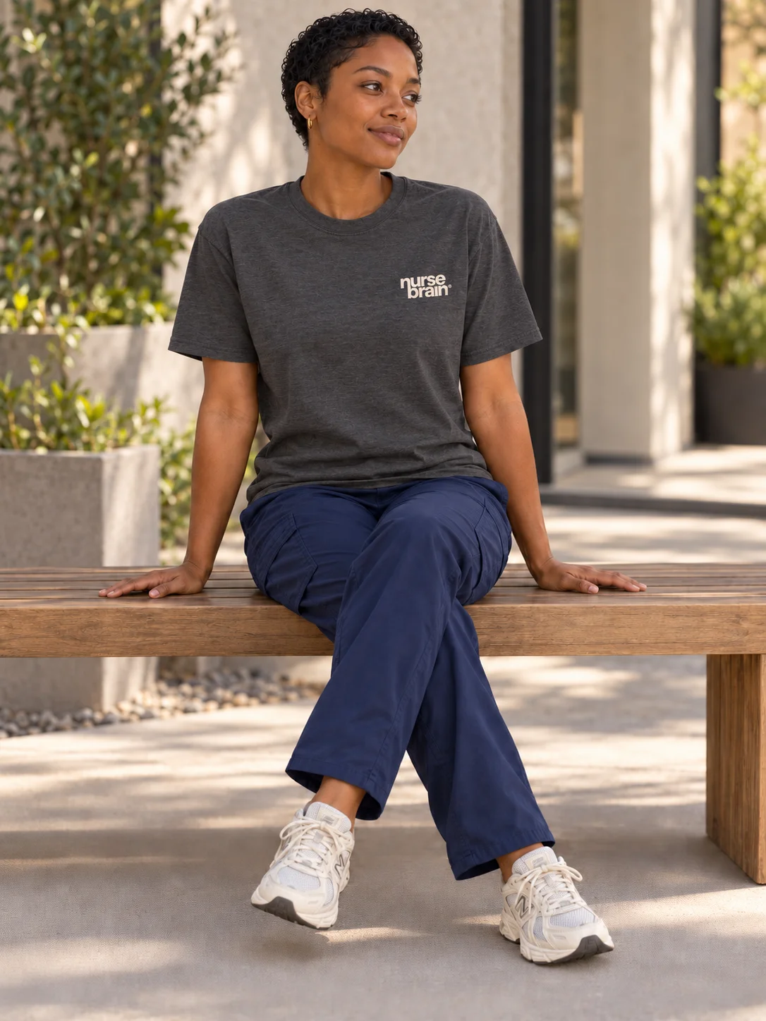 NurseBrain® Stacked Tee, Dark Grey Heather product image (2)