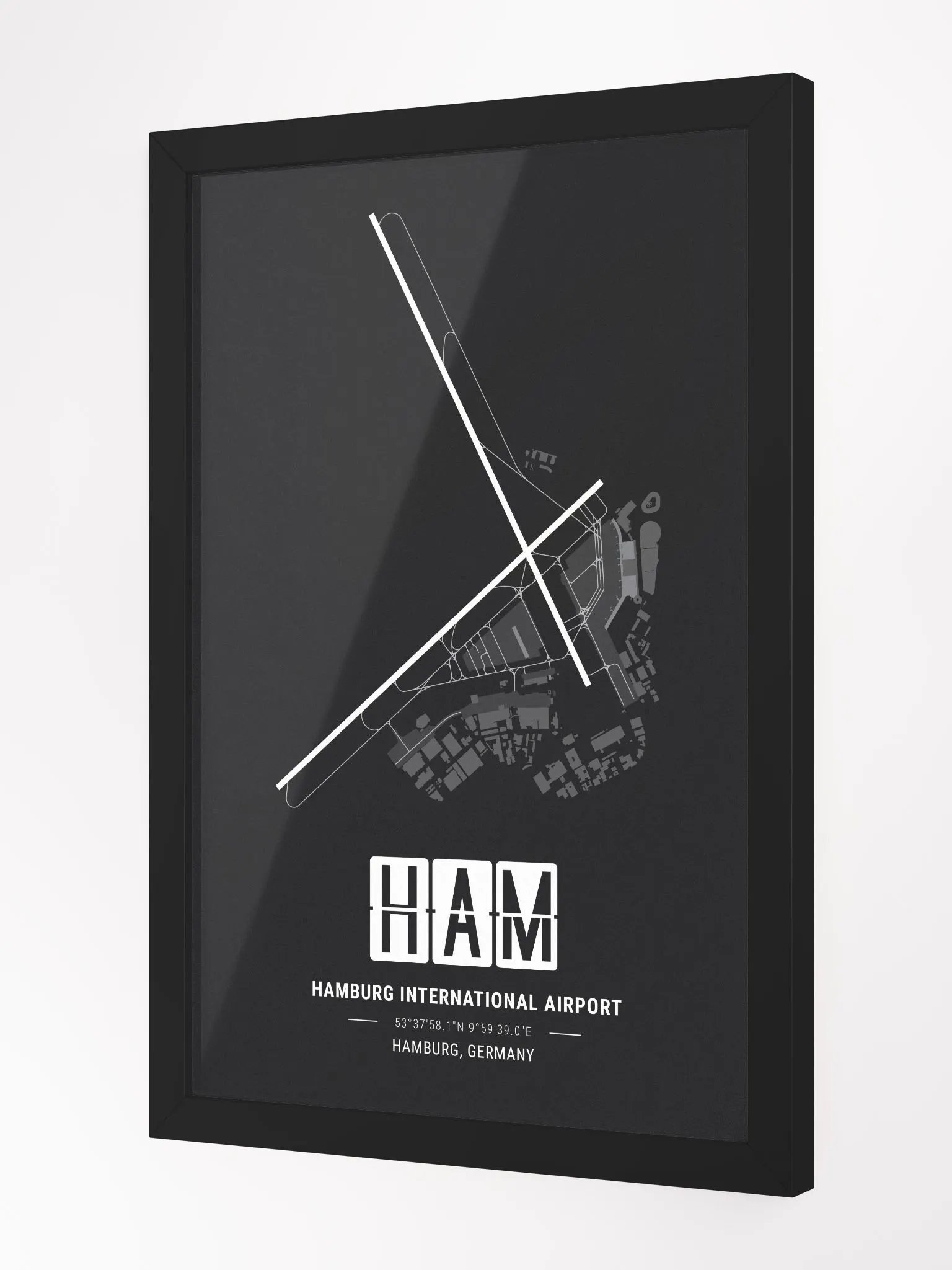Framed Airport HAM Premium Map On Matt Paper product image (2)