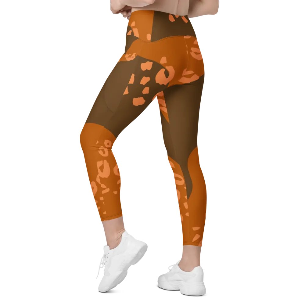 Flowing Orange Camo Leggings with Pockets product image (7)
