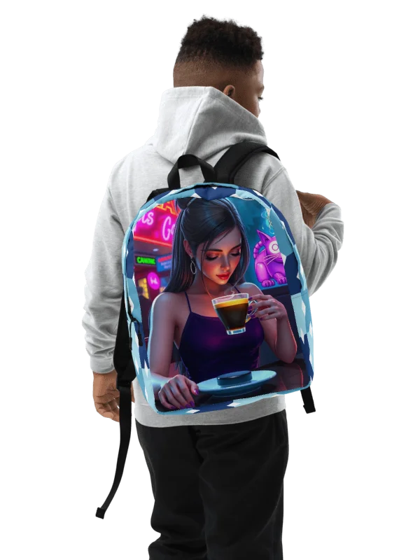 Minimalist Backpack-Neon Dreams: Coffee & Cutie Backpack product image (5)