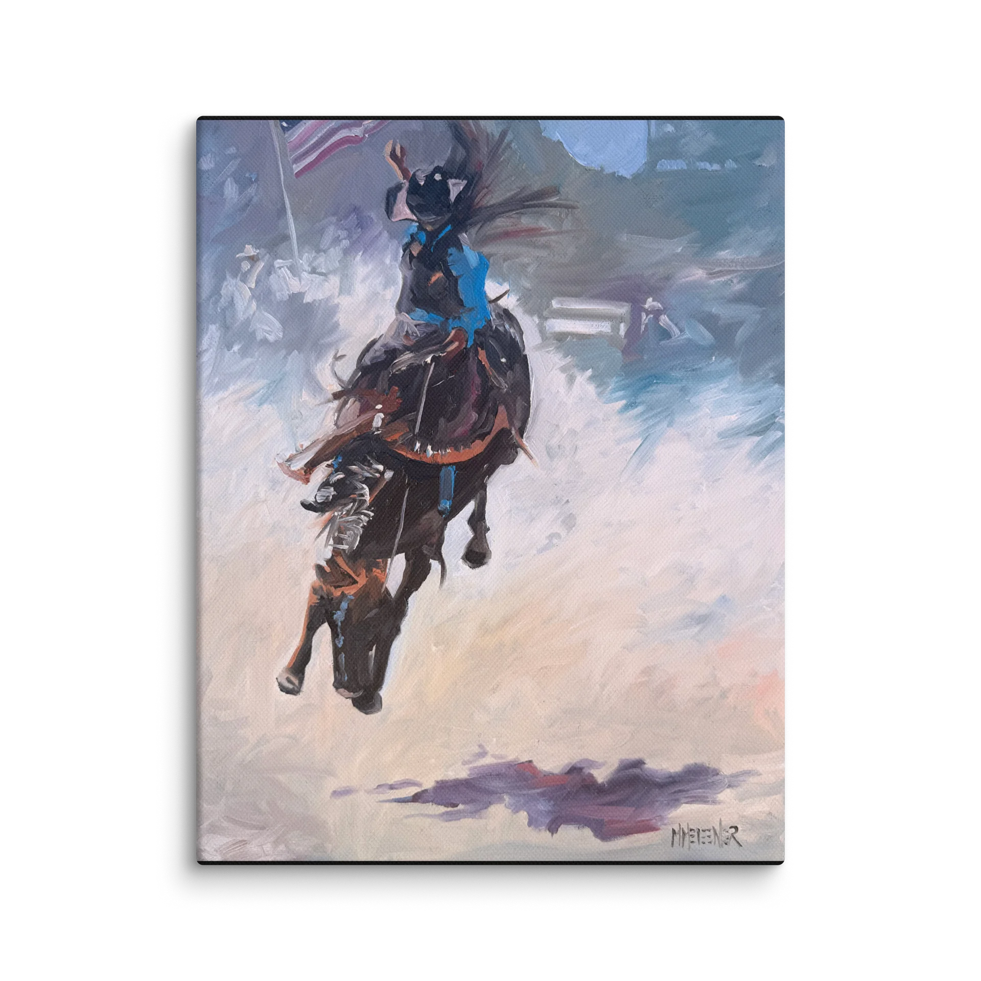 Bucking Bronc with flag - Gilcee Canvas product image (1)