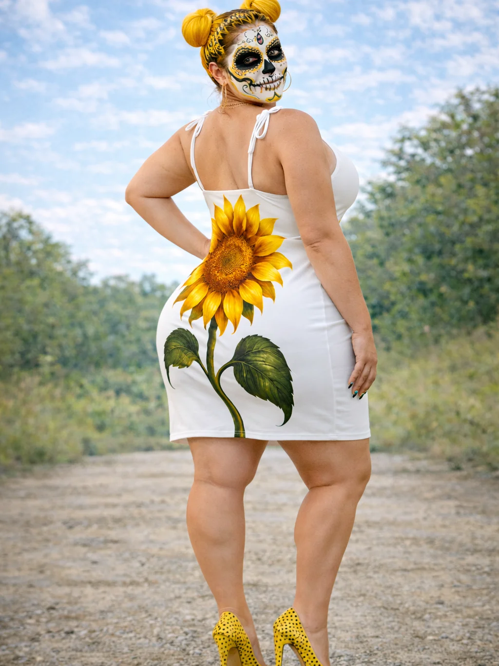 Sunflower Serenade Print Slip Dress product image (7)