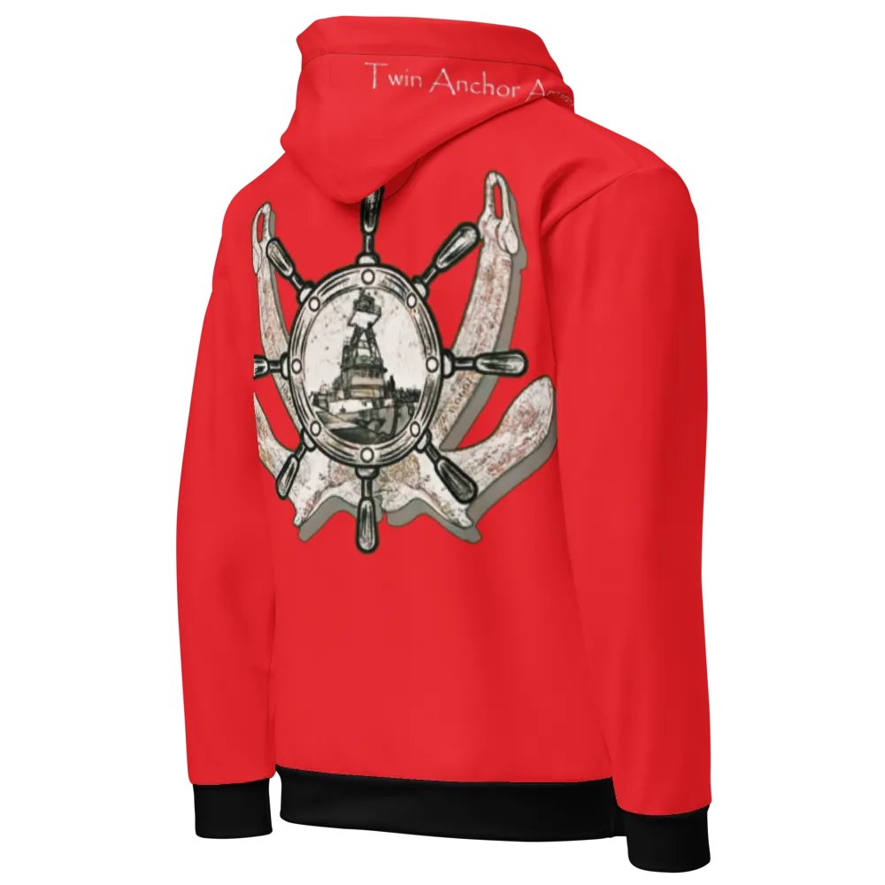 2 Anchor - Ship wheel & Tug CE (Red) – Performance Marine Wear | Twin Anchor Apparel North Current Line product image (8)