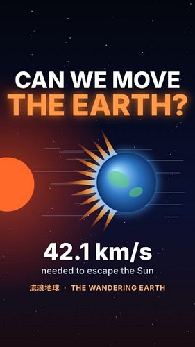 Could we move the entire Earth? 🌍

In The Wandering Earth, Earth needs to go from 29.8 km/s to 42.1 km/s to escape the Sun.

...